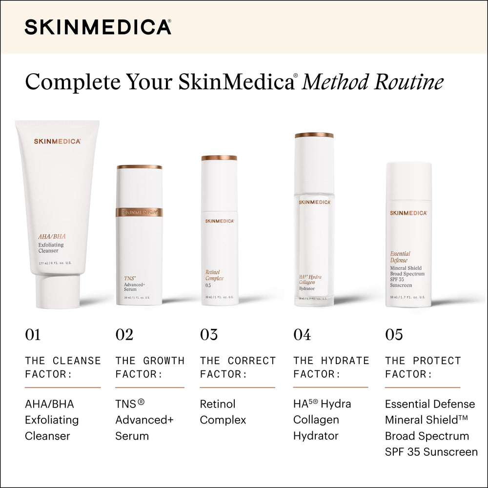 Morning and evening routine setup featuring SkinMedica Retinol 0.5 Complex