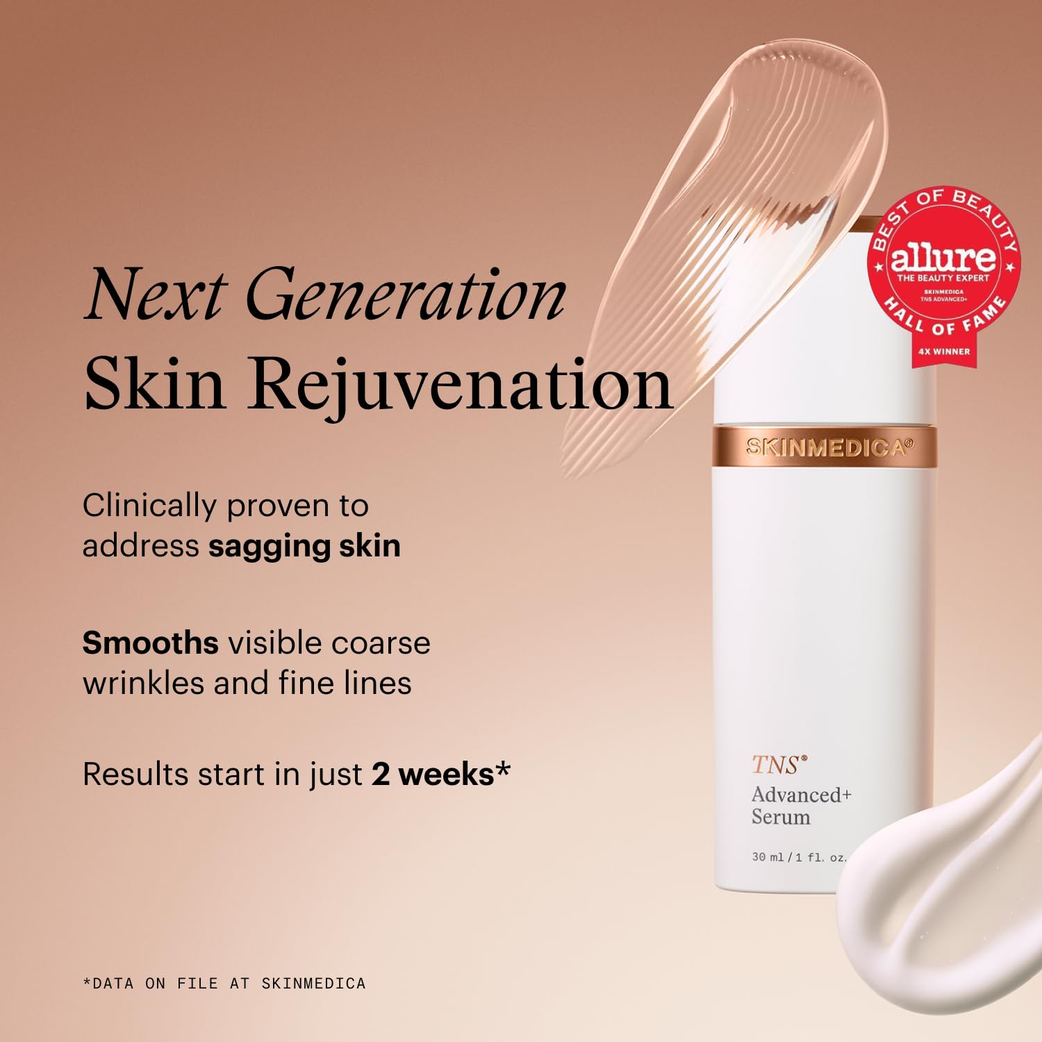 Close-up of SkinMedica TNS Advanced+ Serum texture suggesting hydration.