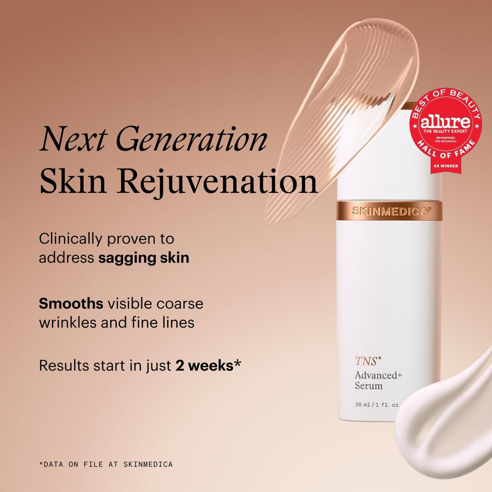 Close-up of SkinMedica TNS Advanced+ Serum texture suggesting hydration.