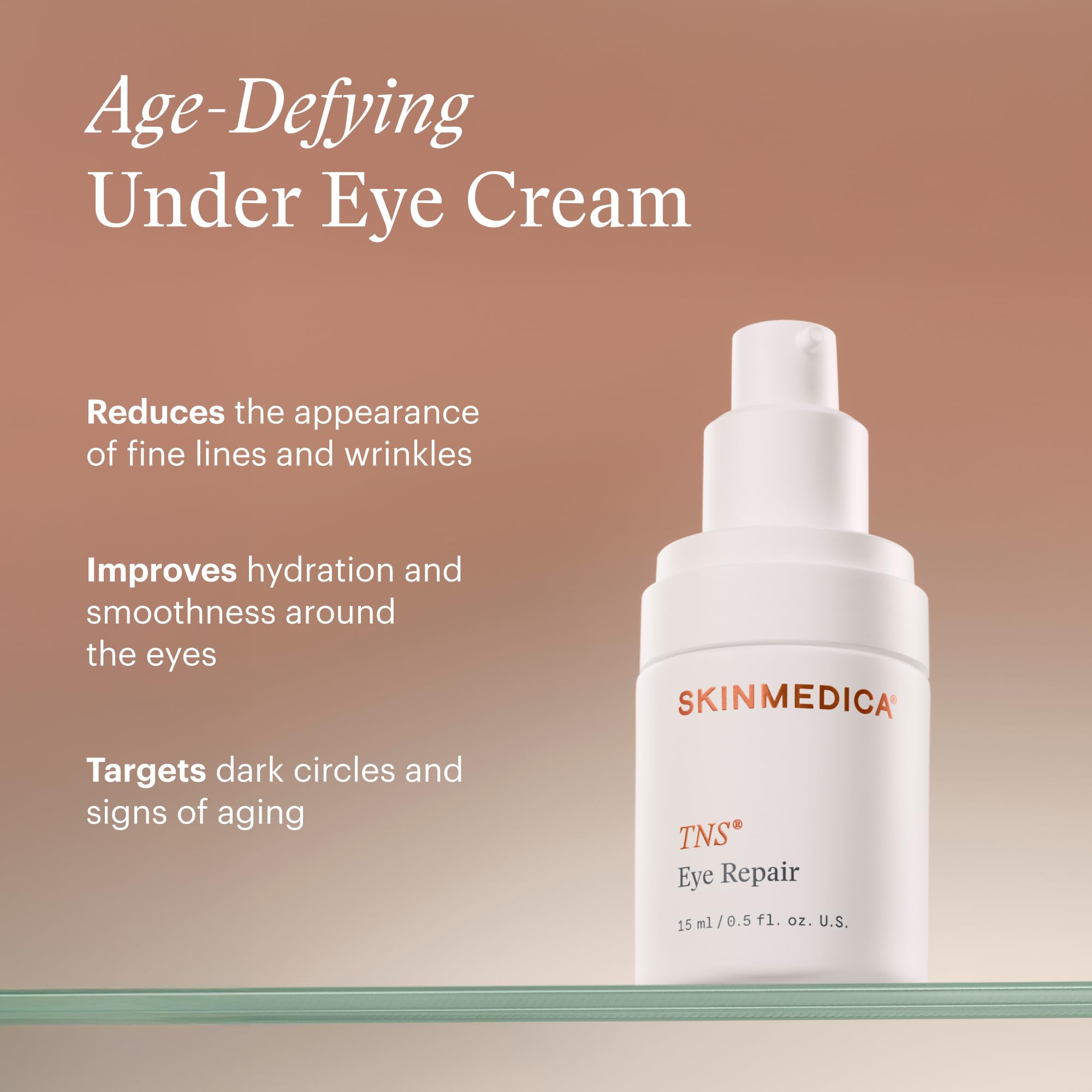 SkinMedica TNS Eye Repair Cream application under eye for smoother texture.