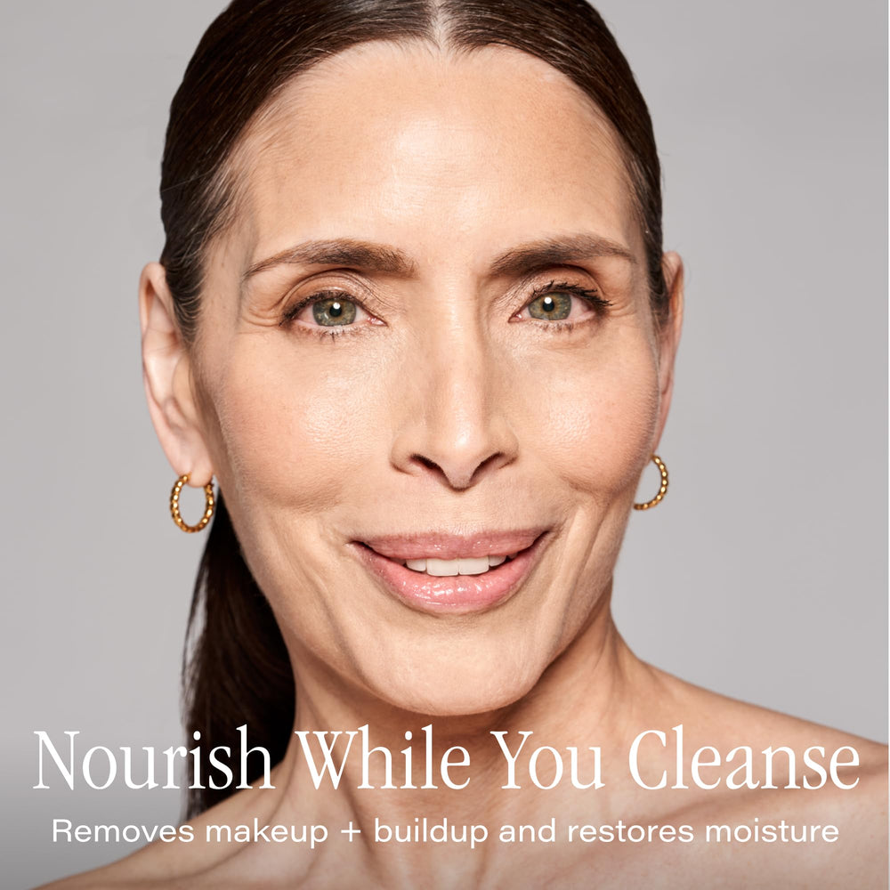 Creamy texture swatch of SKINN cleanser highlighting rich, nourishing formula