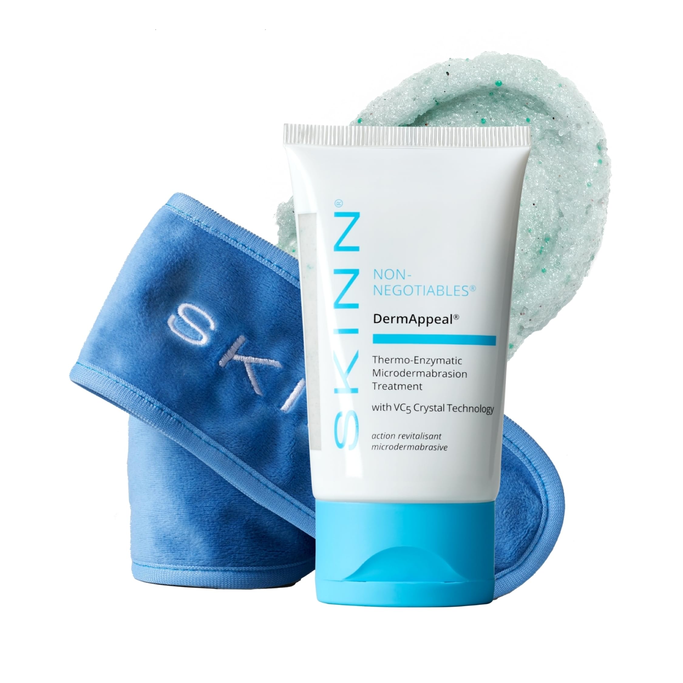 SKINN DermAppeal dual-phase exfoliation reveals radiant skin.