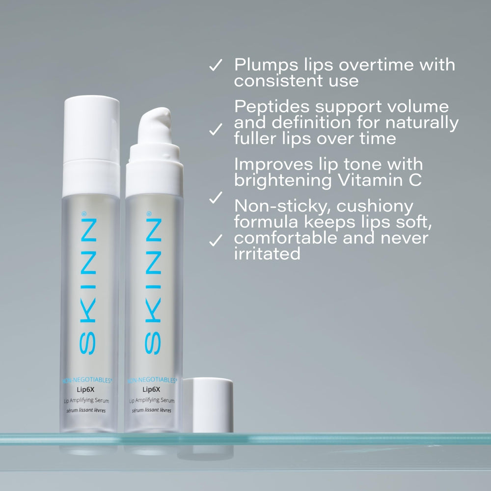 SKINN Lip6X application steps showing easy, routine use for daily care.