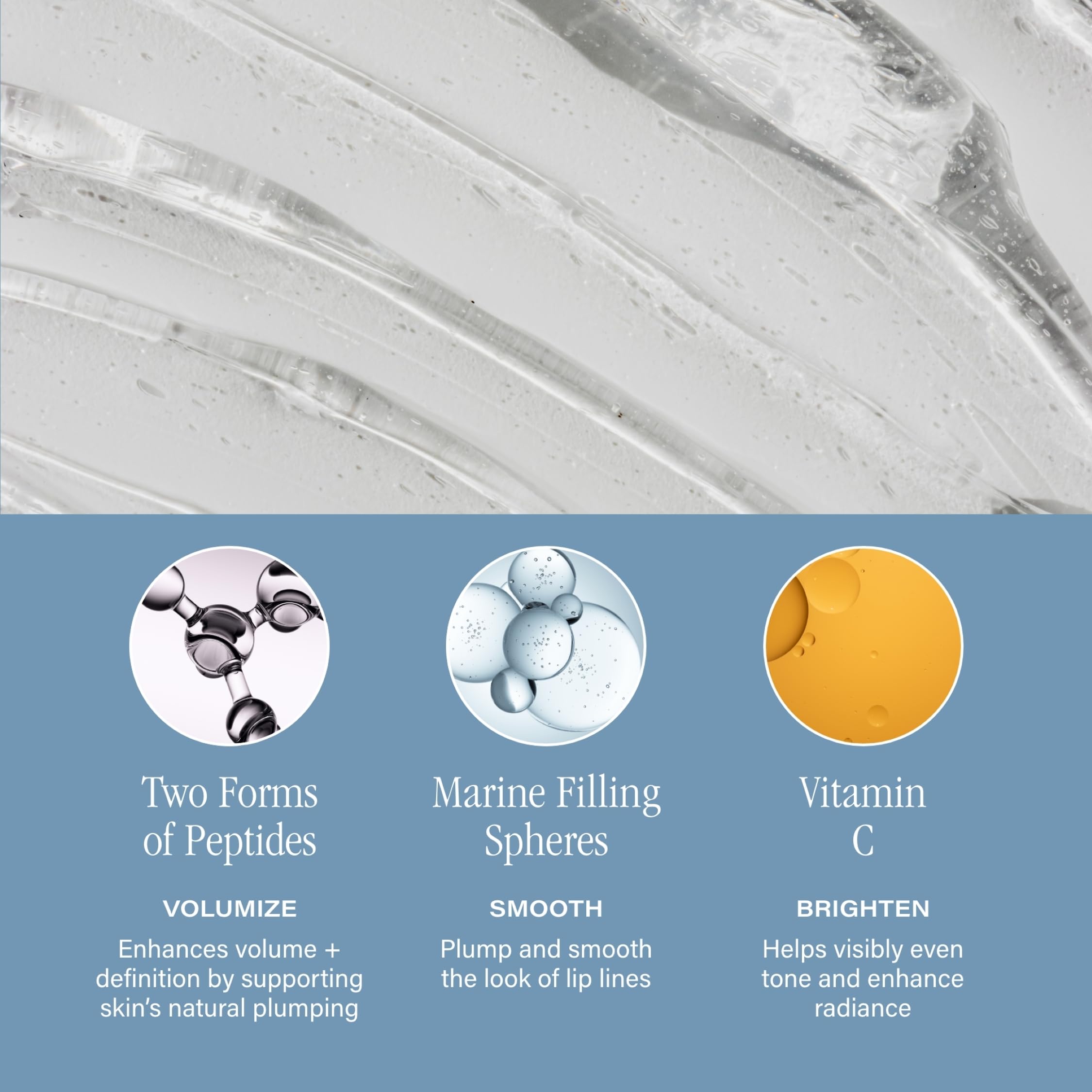 SKINN Vitamin C element hints at even tone and radiant appearance for lips.