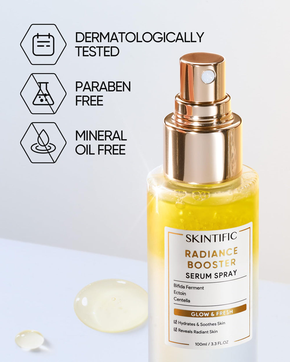 Útil como cuidado de la piel, premaquillaje o acabado radiante en cualquier rutina.