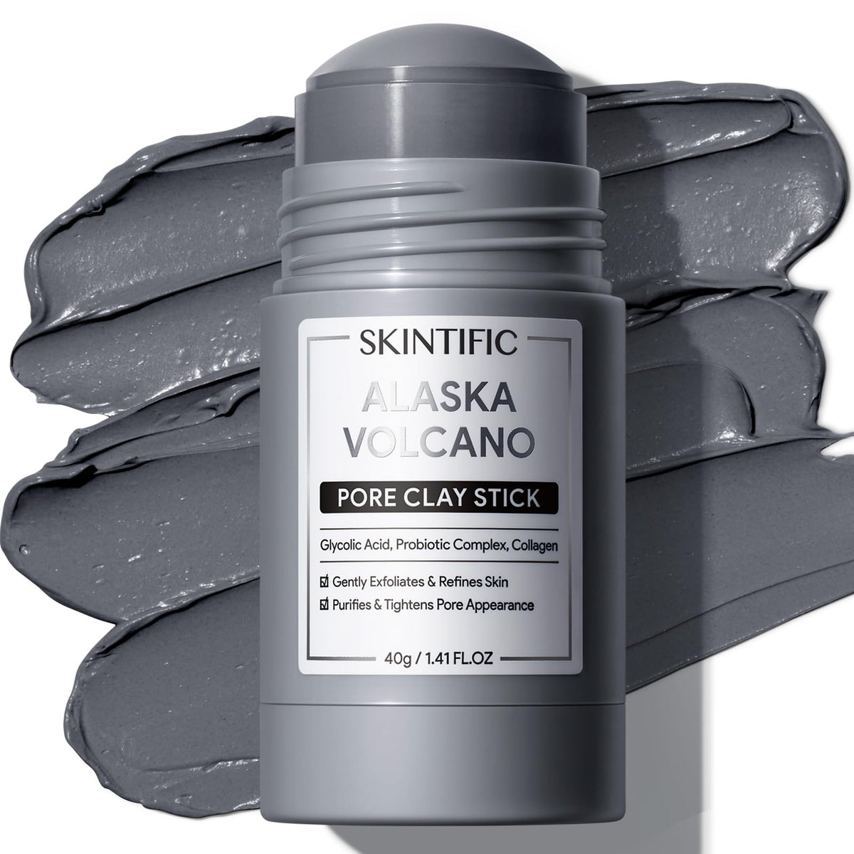 SKINTIFIC mascarilla arcilla volcánica en tubo para limpieza profunda de poros.
