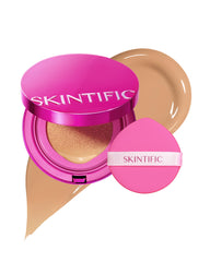 SKINTIFIC Pink Glow Base en Cojín, cobertura media para un acabado natural.