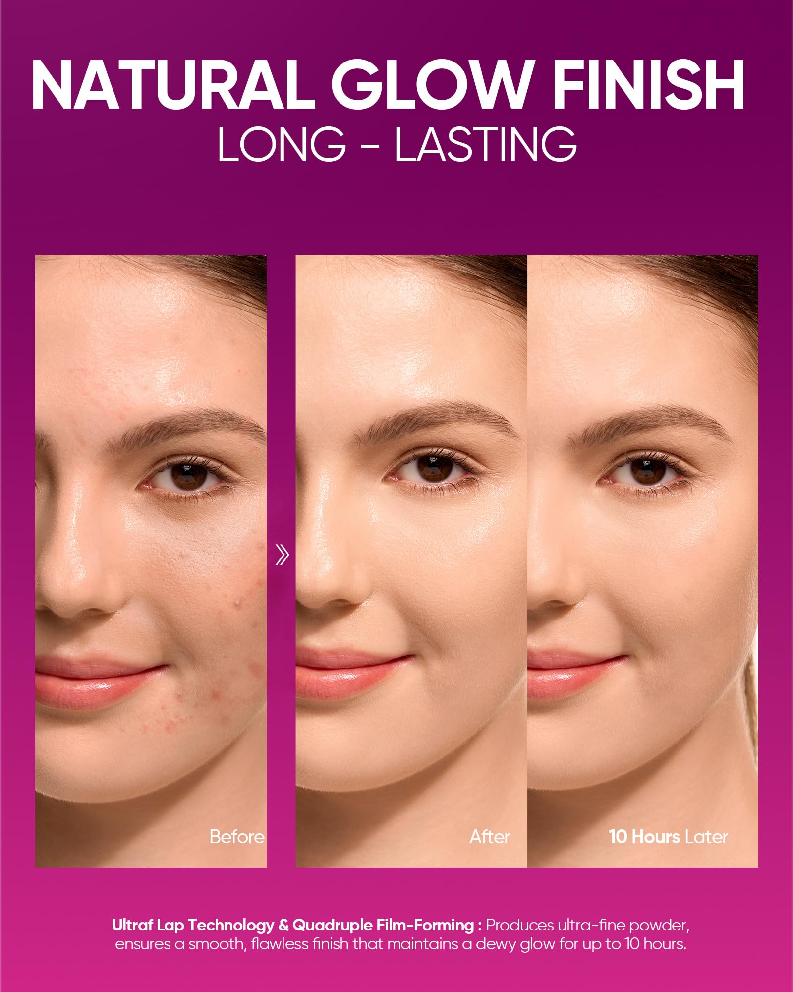 SKINTIFIC Pink Glow Cushion Foundation #03 Petal, revitaliza la piel y mantiene un look fresco.