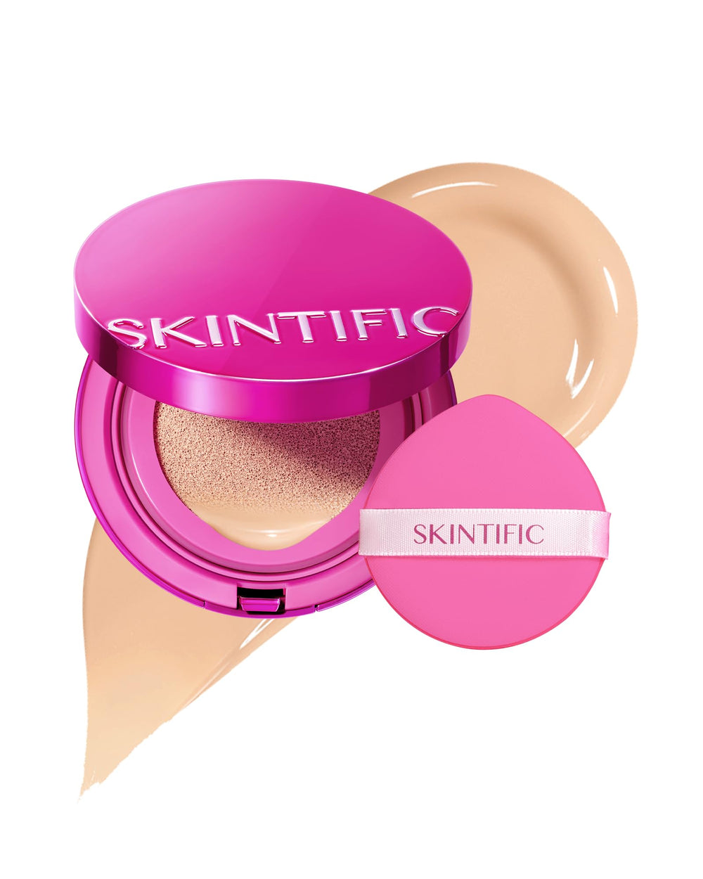 SKINTIFIC Pink Glow Cushion Vanilla ofrece resplandor rosa para un acabado natural diario.