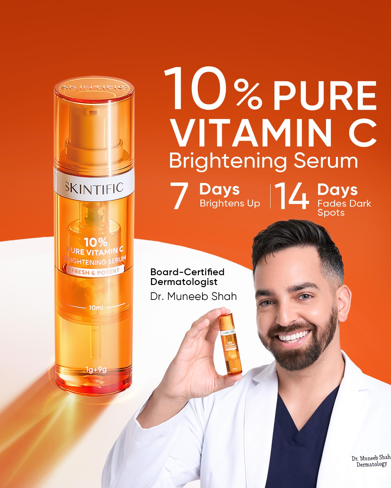 SKINTIFIC Vitamina C, tapa hermética, mantiene la fórmula fresca