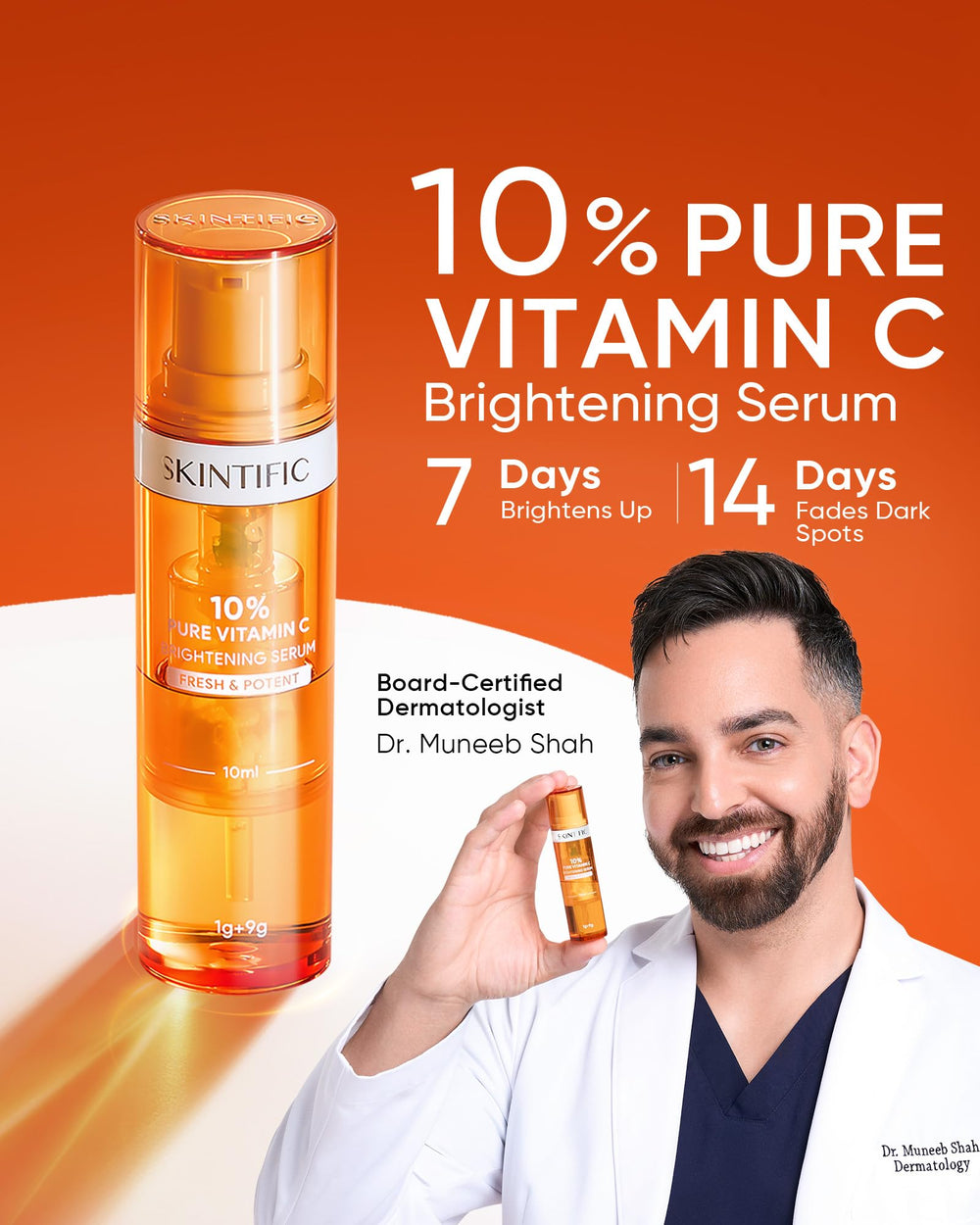 SKINTIFIC Vitamina C, tapa hermética, mantiene la fórmula fresca