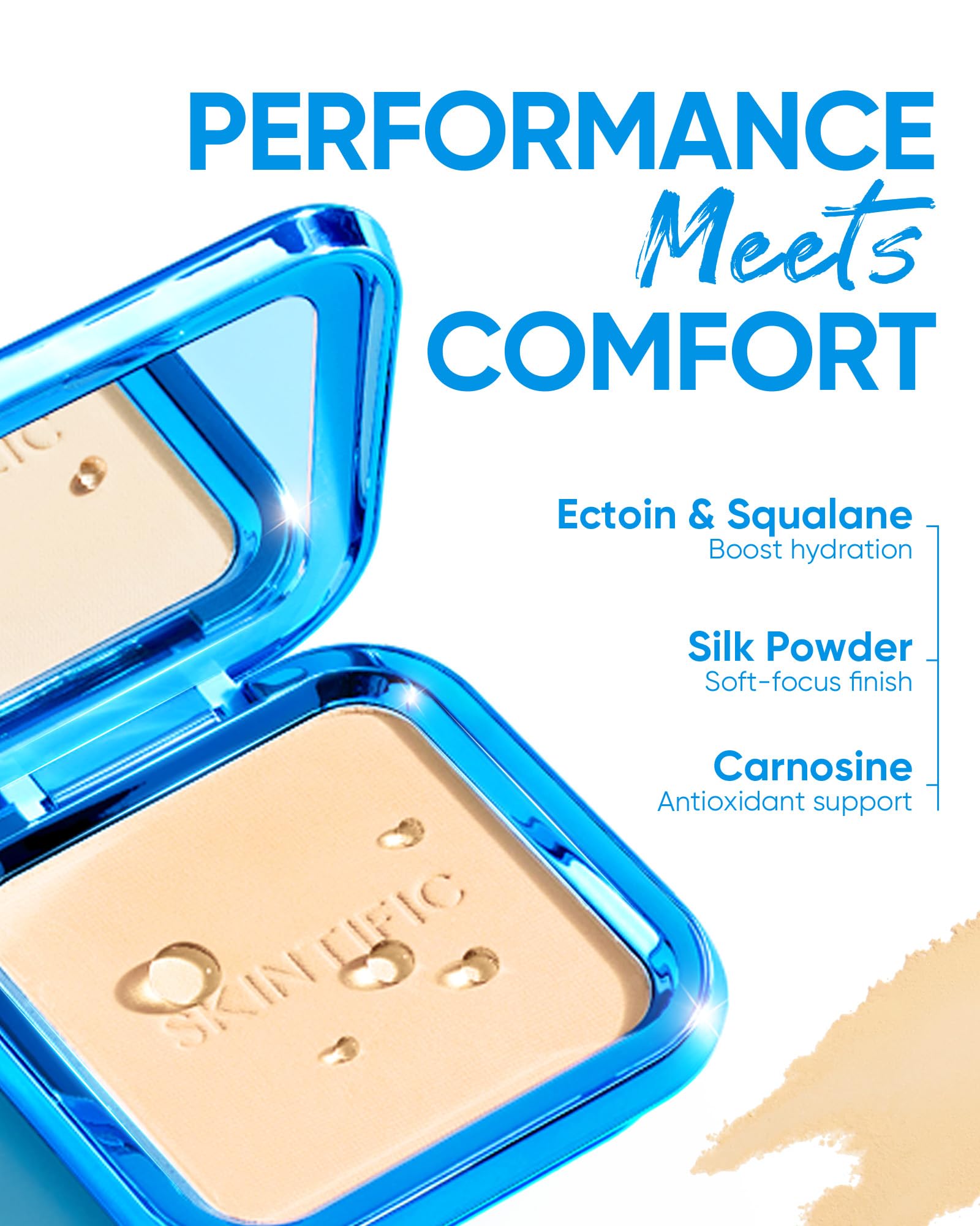 SKINTIFIC Ultra Cover Powder acabado mate aterciopelado y ligero en la piel.
