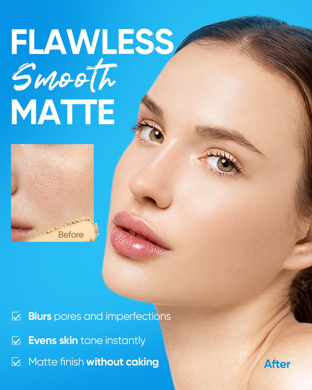 SKINTIFIC Ultra Cover Powder con aplicador dual para un look suave o cubriente.