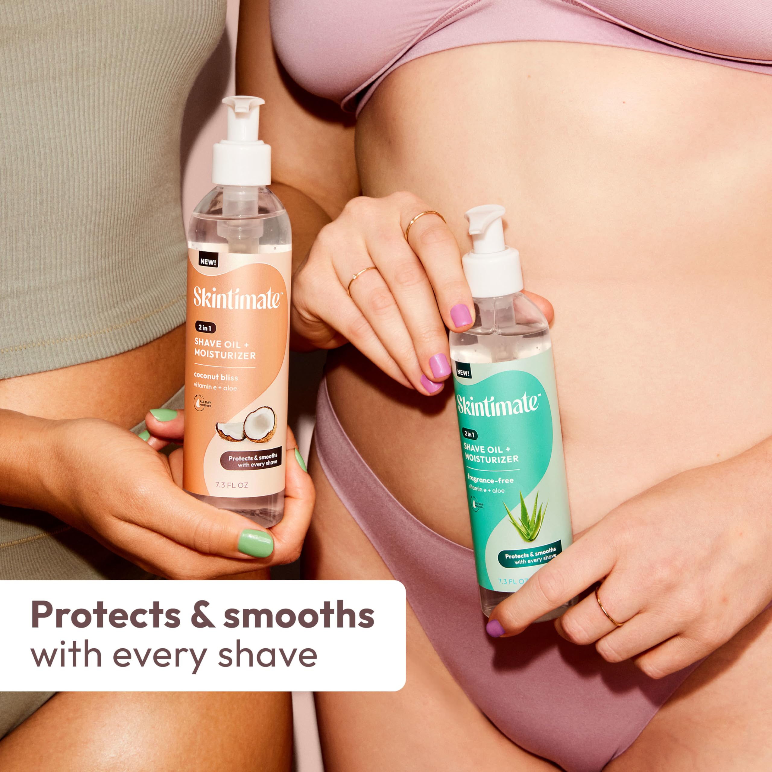 Skintimate 24-hour moisturization promise reflects long-lasting hydration.