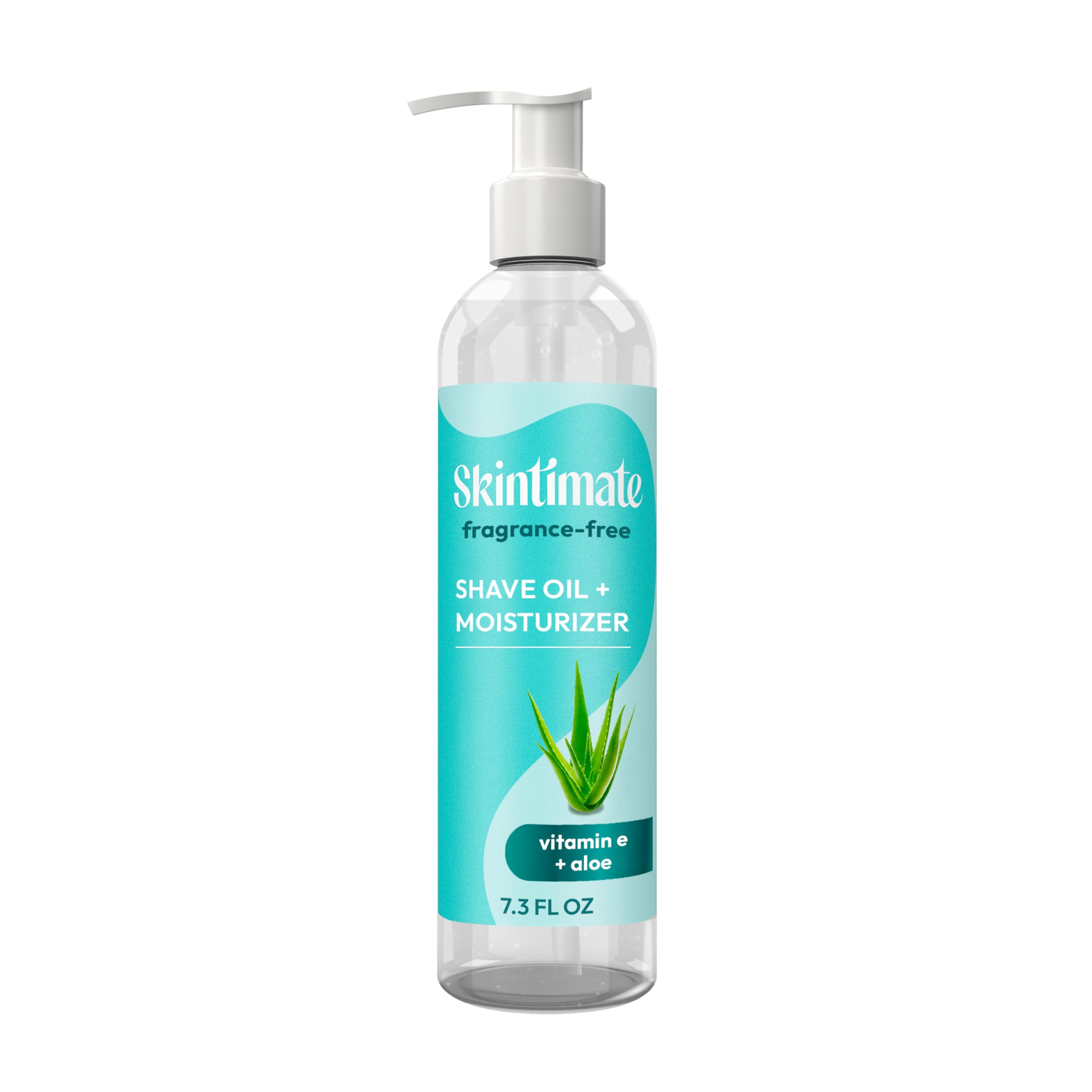 Skintimate 2-in-1 shave oil bottle pouring, smooth glide for a close shave
