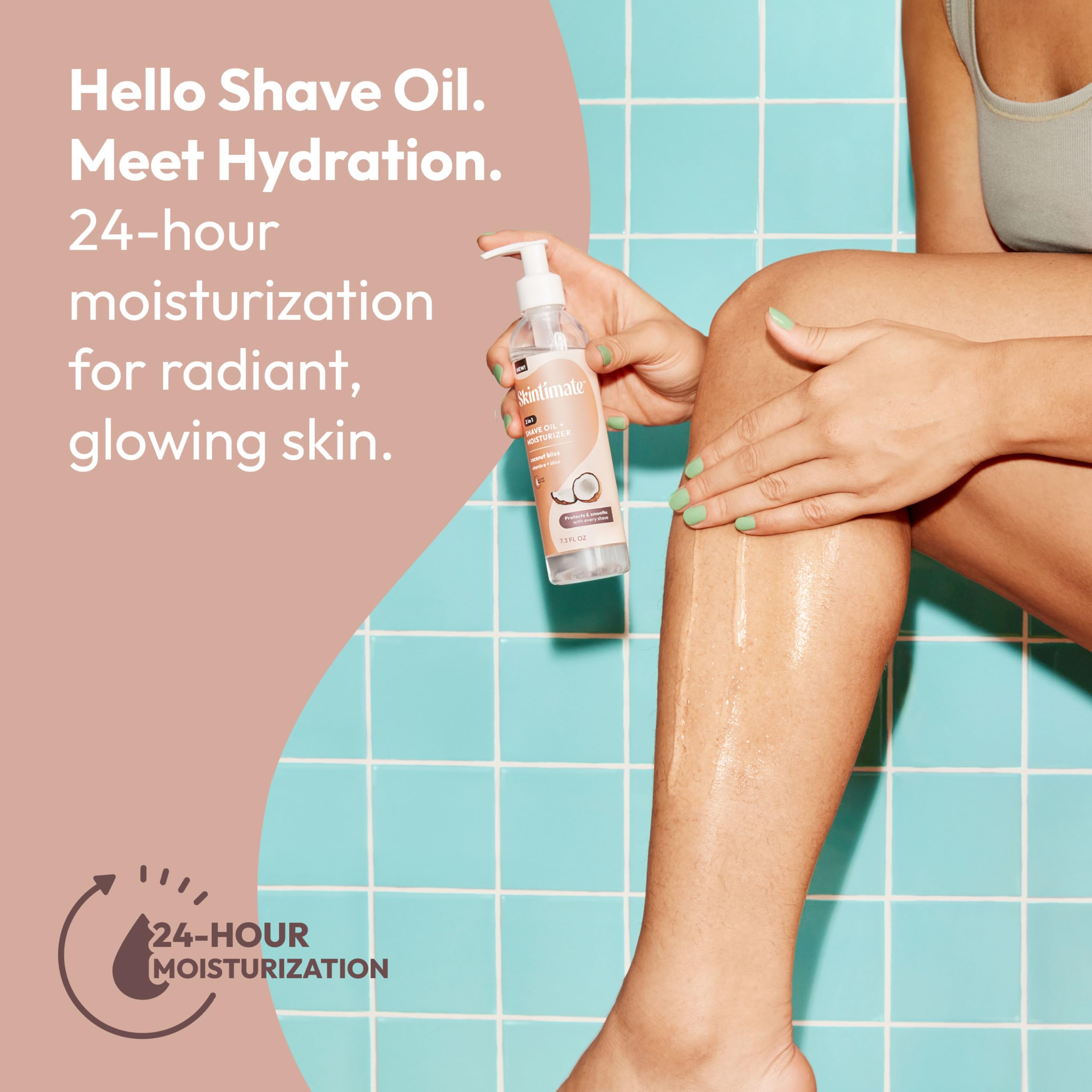 Skintimate Aloe Vitamin E blend shown for soothing skin nourishment.