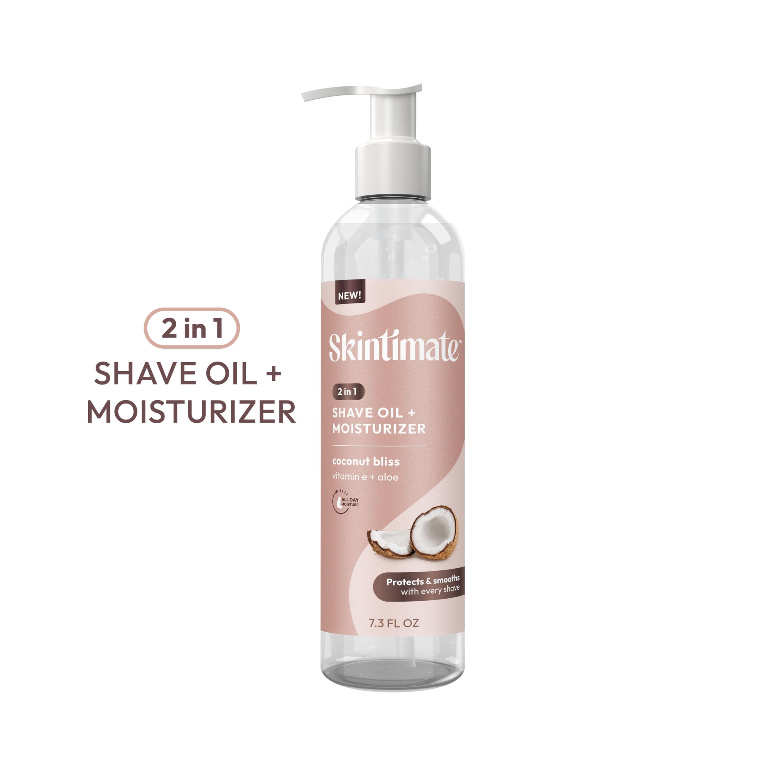 Skintimate Coconut Bliss texture highlights lightweight, non-greasy hydration.