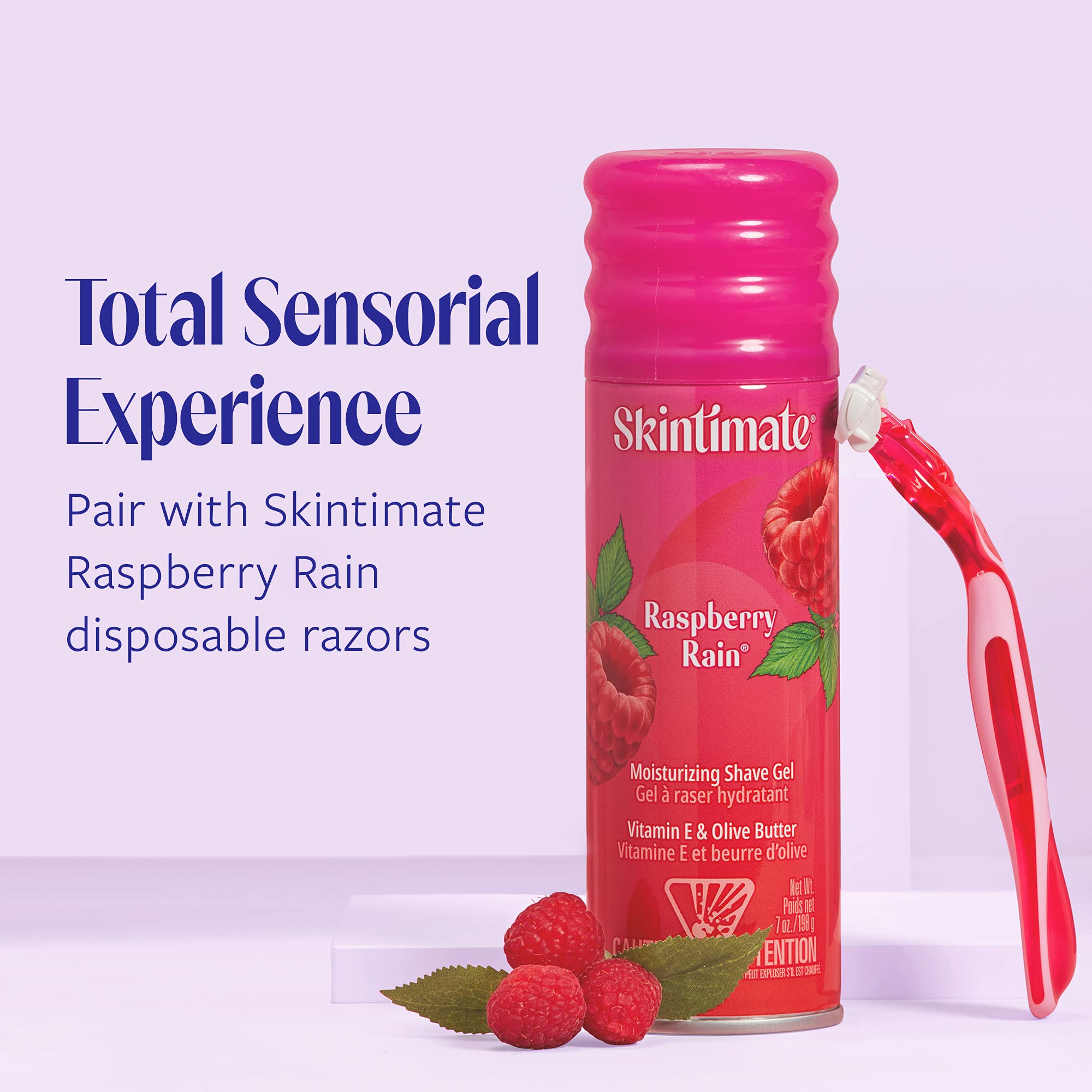 Skintimate Raspberry Rain 3-pack displayed for daily use