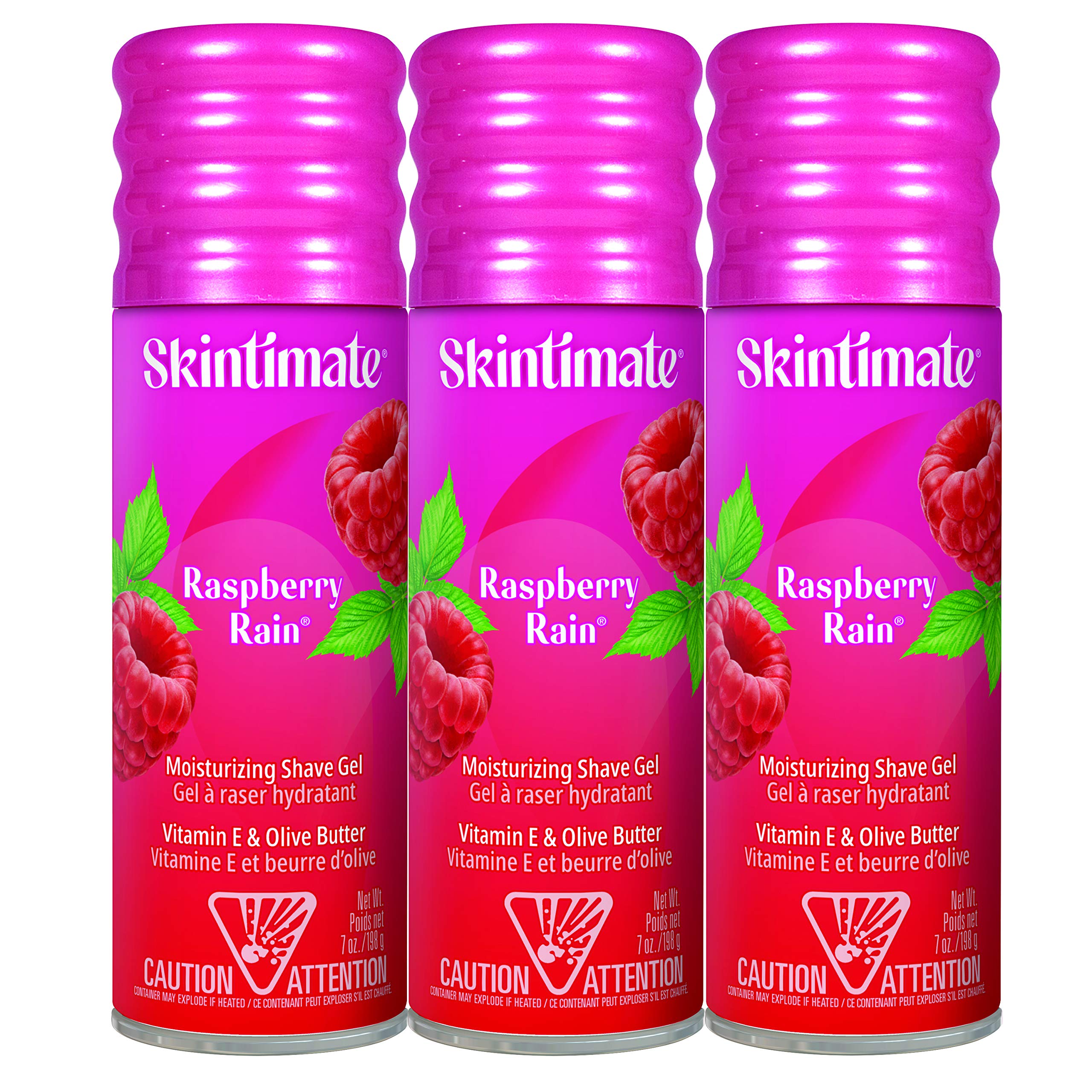 Skintimate Raspberry Rain bottle with moisturizing shave gel for silky skin