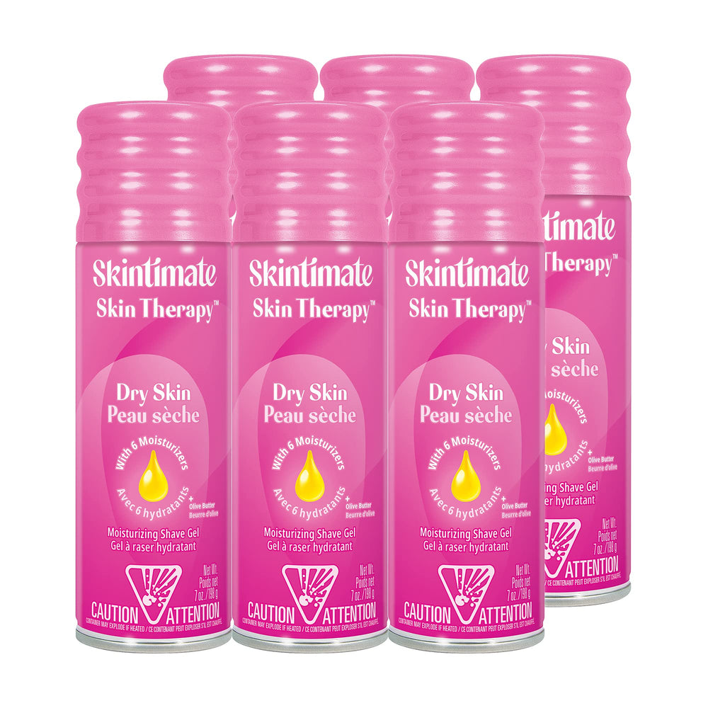 Skintimate Skin Therapy Dry Skin Shave Gel bottle with moisturizing formula for dry skin.