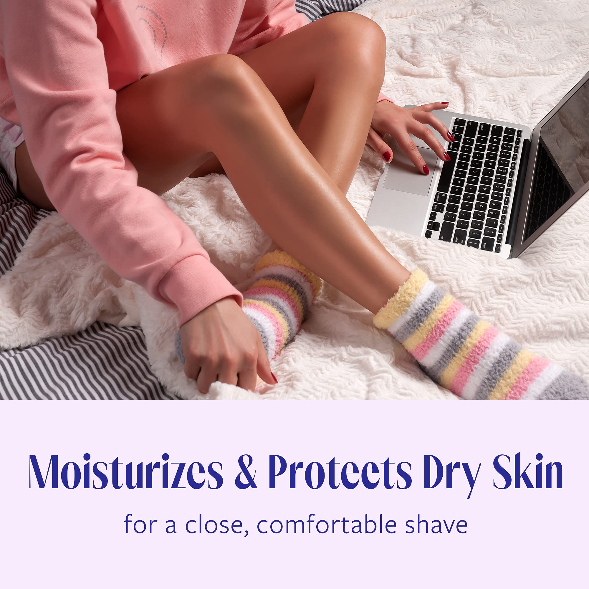 Close-up of Skintimate Skin Therapy Dry Skin Shave Gel showing nourishing ingredients