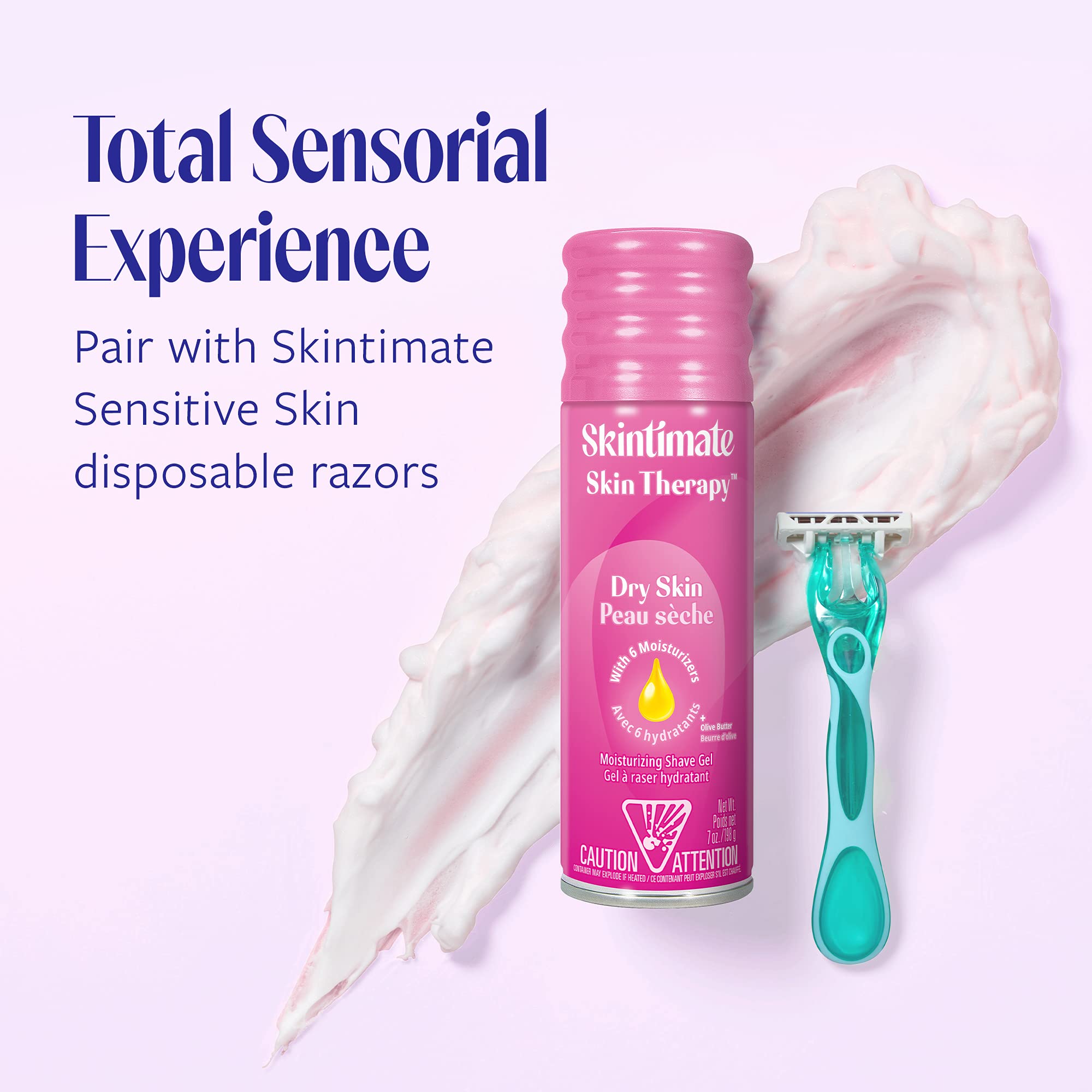 Skintimate Skin Therapy Dry Skin Shave Gel ingredients including olive butter and lanolin