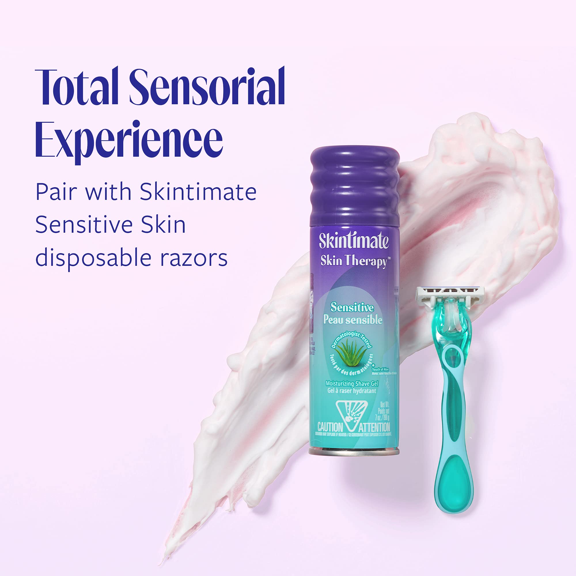 Six-pack Skintimate Skin Therapy packaging for convenient, everyday shaves.