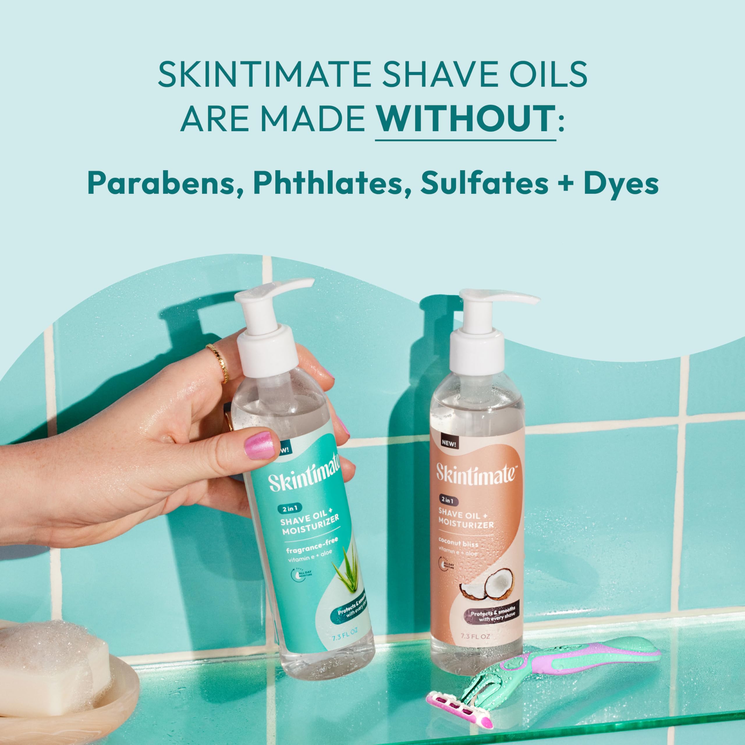 Skintimate smooth-glide texture demonstrating anti-irritation protection during shaving