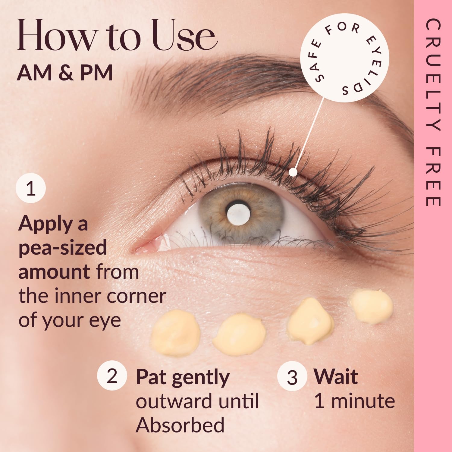 SkinWIT Eye Cream tube-under-eye application demonstrates easy daily use.
