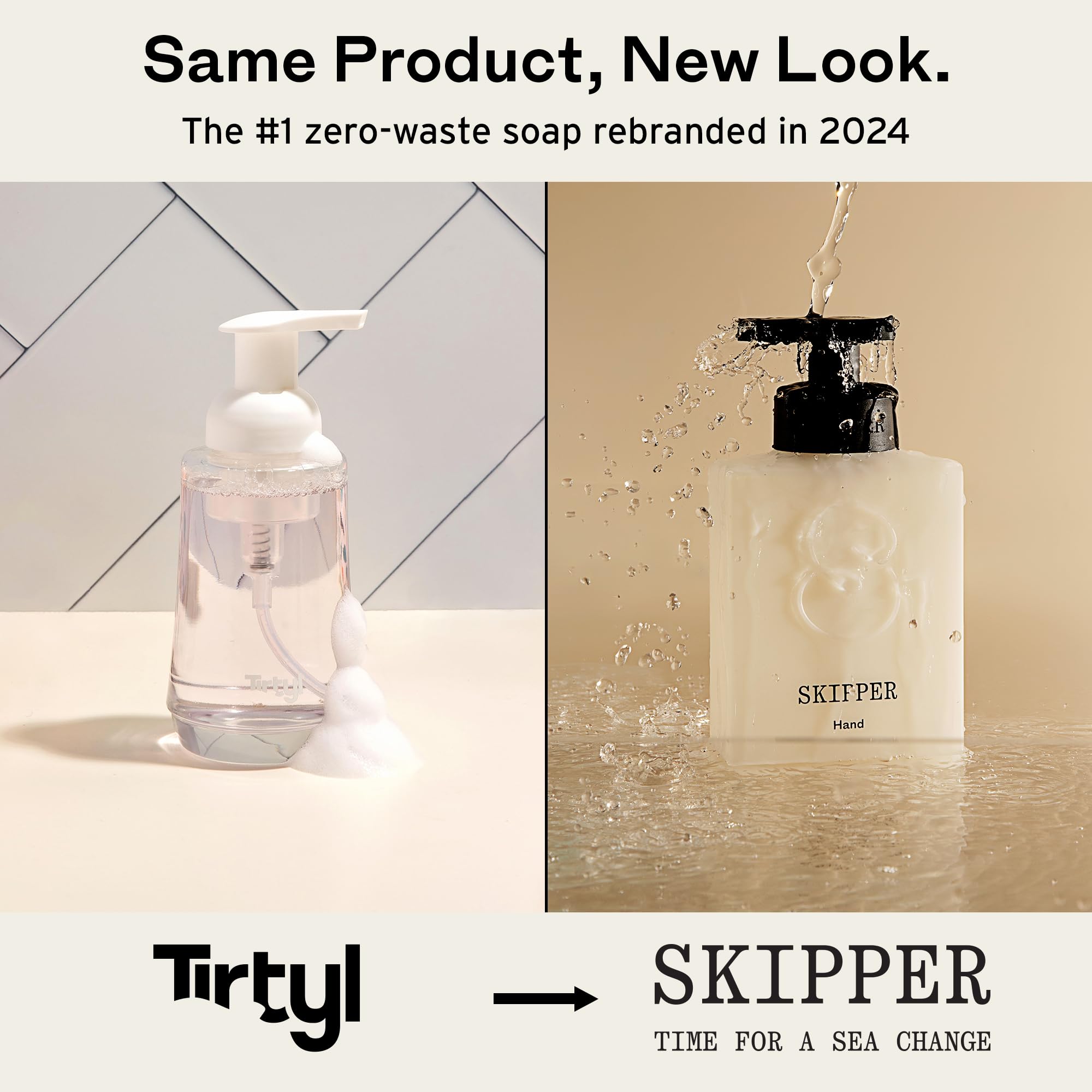 Skipper rebranded packaging design emphasizing sustainable hand care