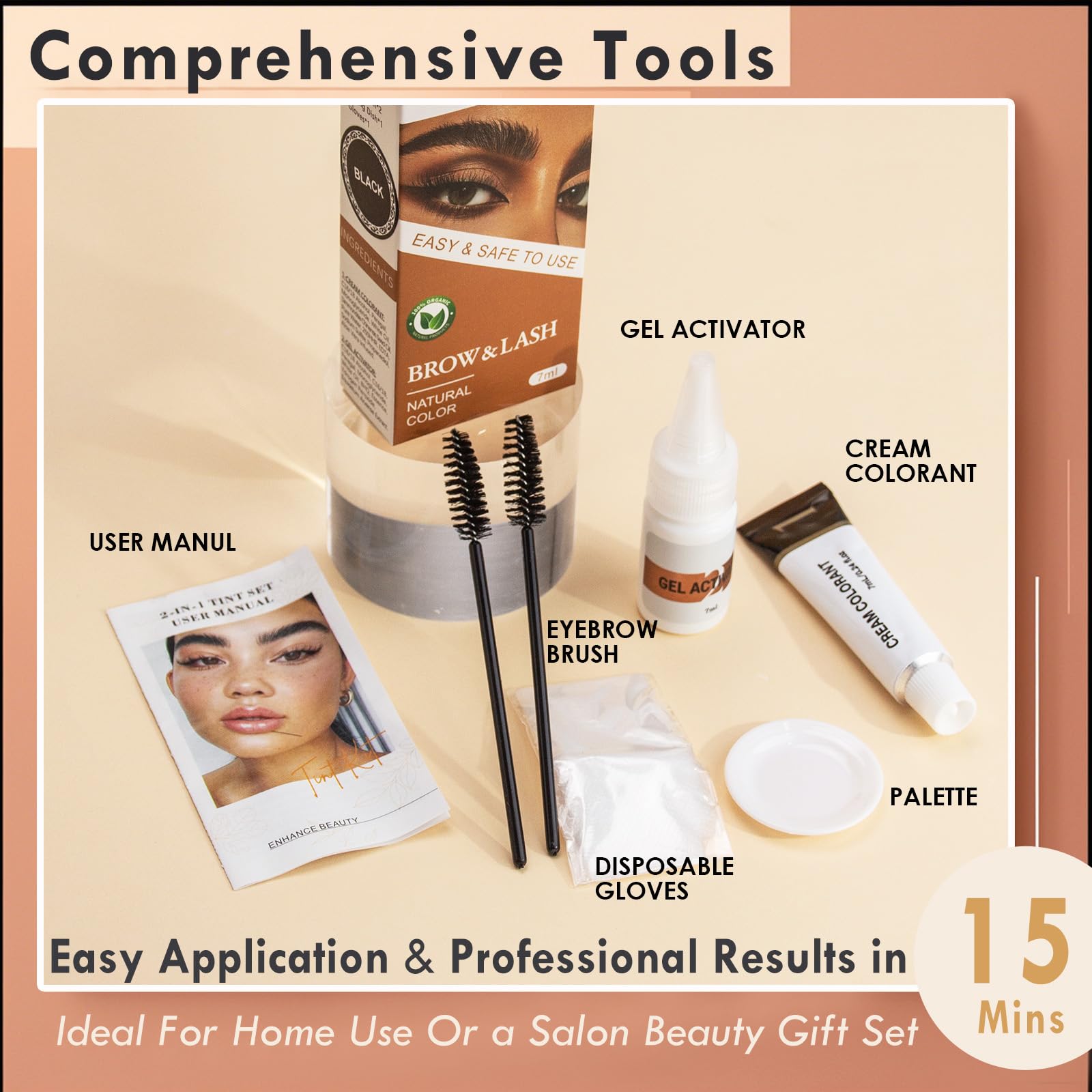 User applying tint in a 15-minute at-home routine.