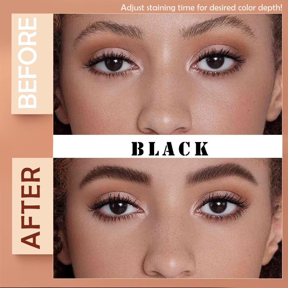Before-and-after eyes showcase fuller, defined lashes with Sklight tint.