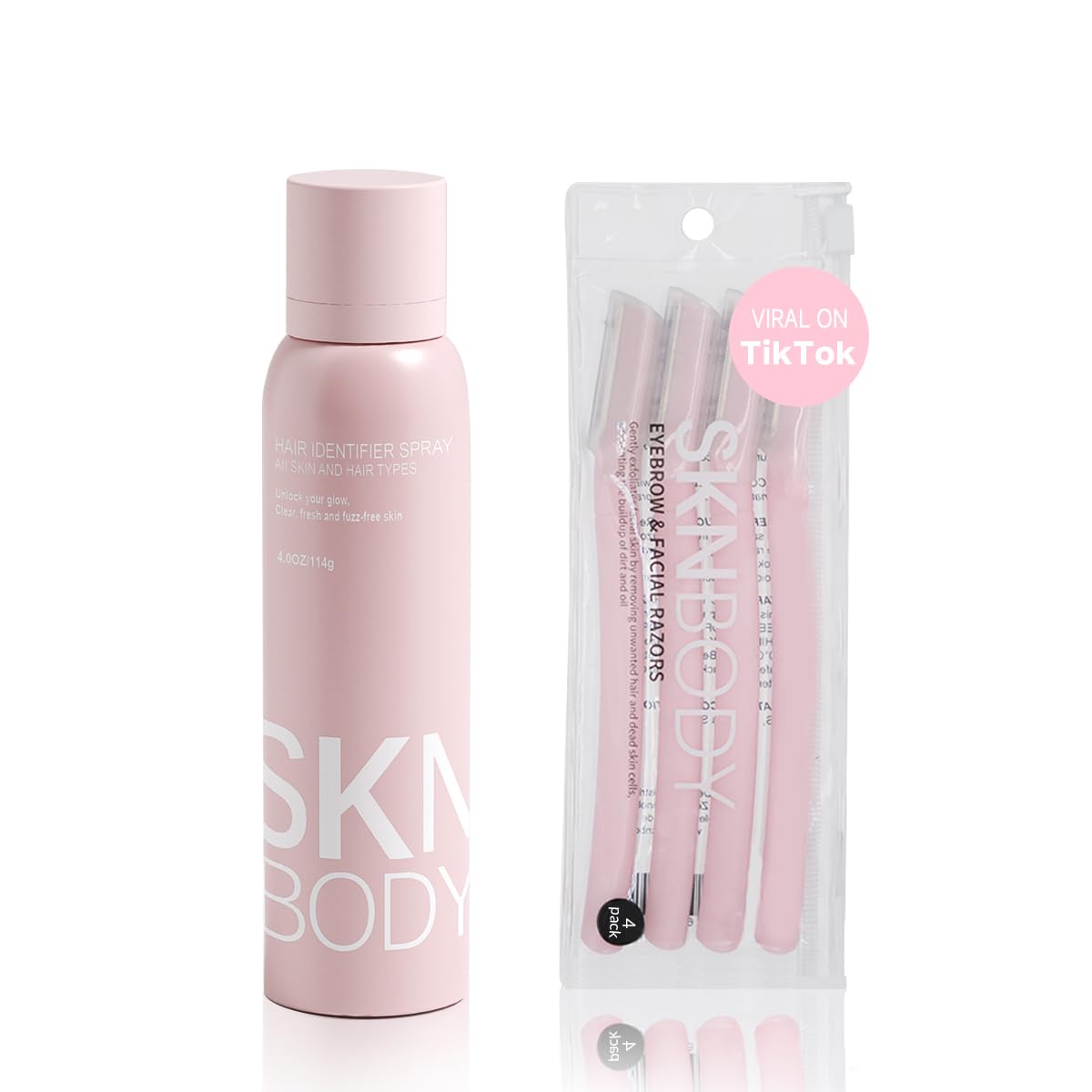 SKNBODY Hair Identifier Spray bottle ready for facial hair prep before dermaplaning.