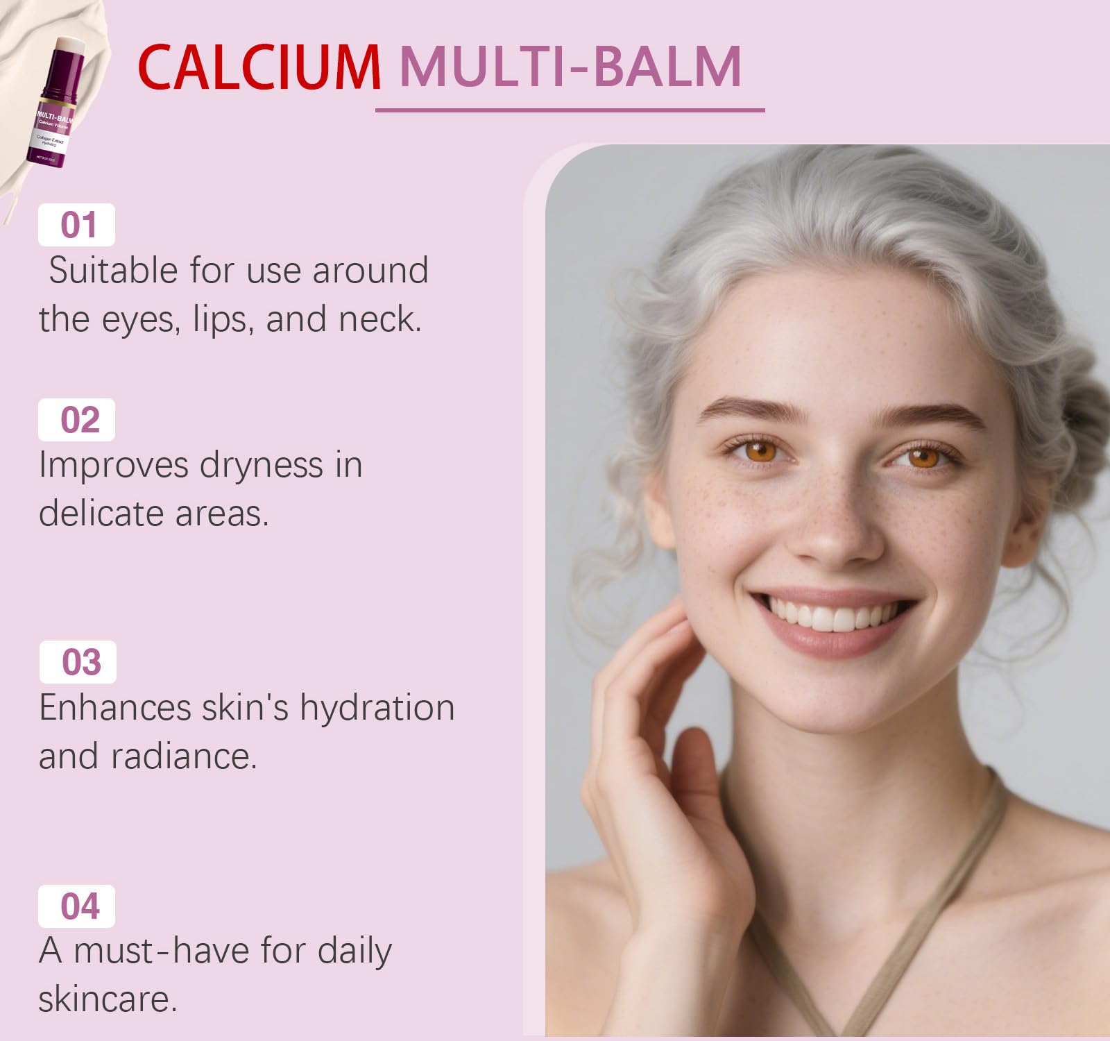 Contorno de ojos con SKROSS Calcium Multi Balm para hidratación suave.