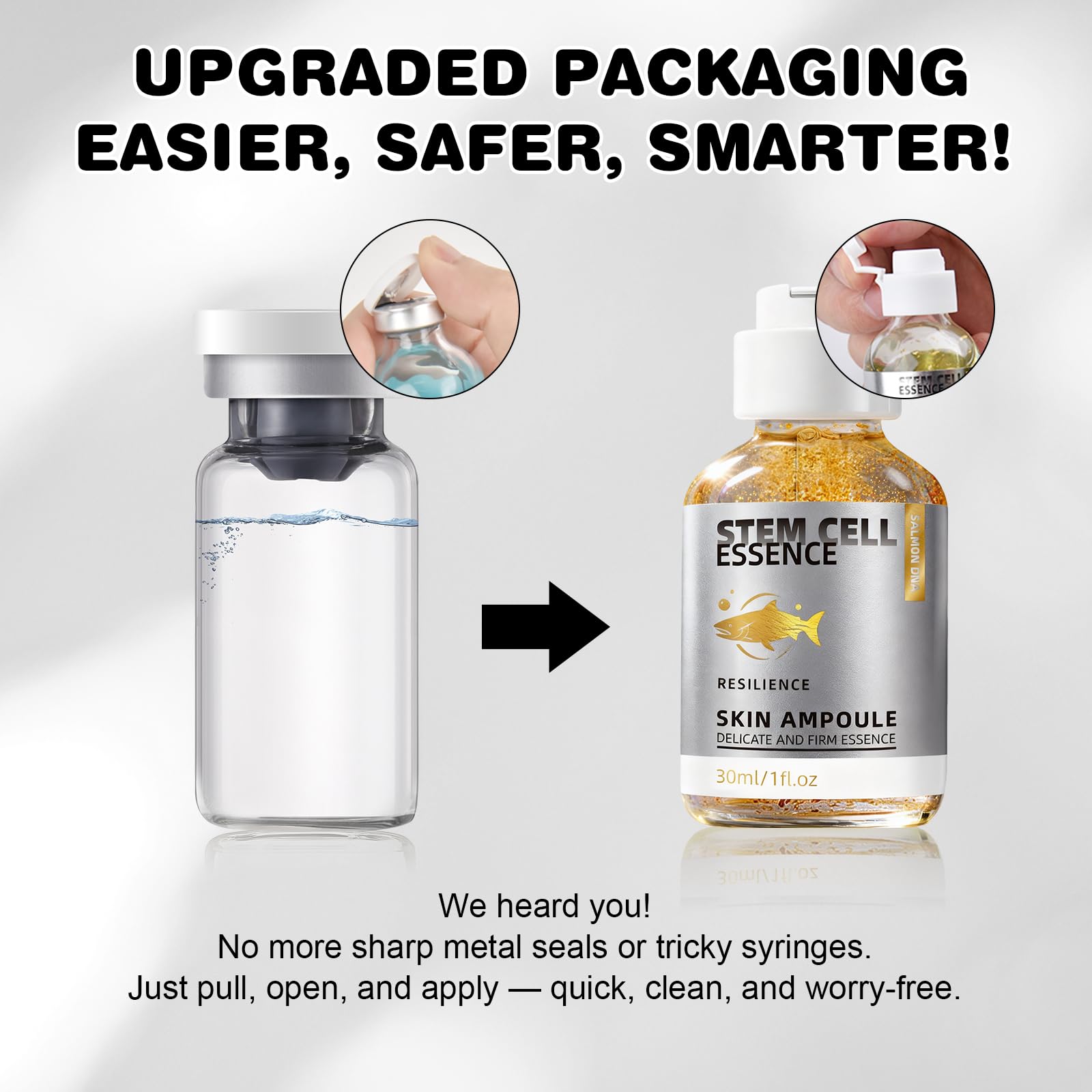 Easy-open SKSOYT packaging for quick, clean serum access