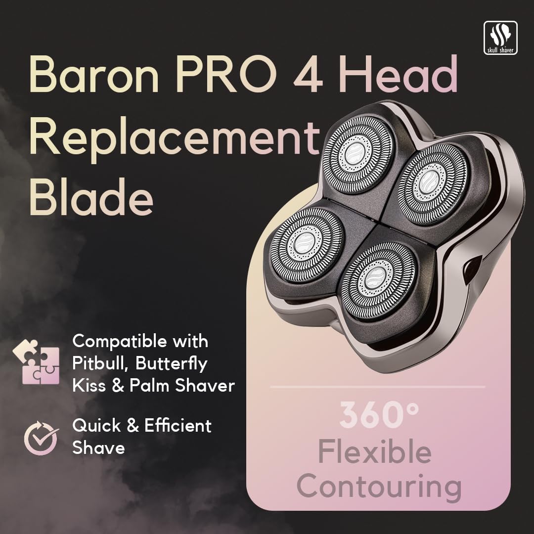 Baron PRO 4 blade mounted on compatible shavers for wet or dry use