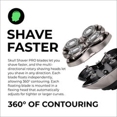 Skull Shaver Forte PRO 4 blade next to Palm shaver demonstrates compatibility.
