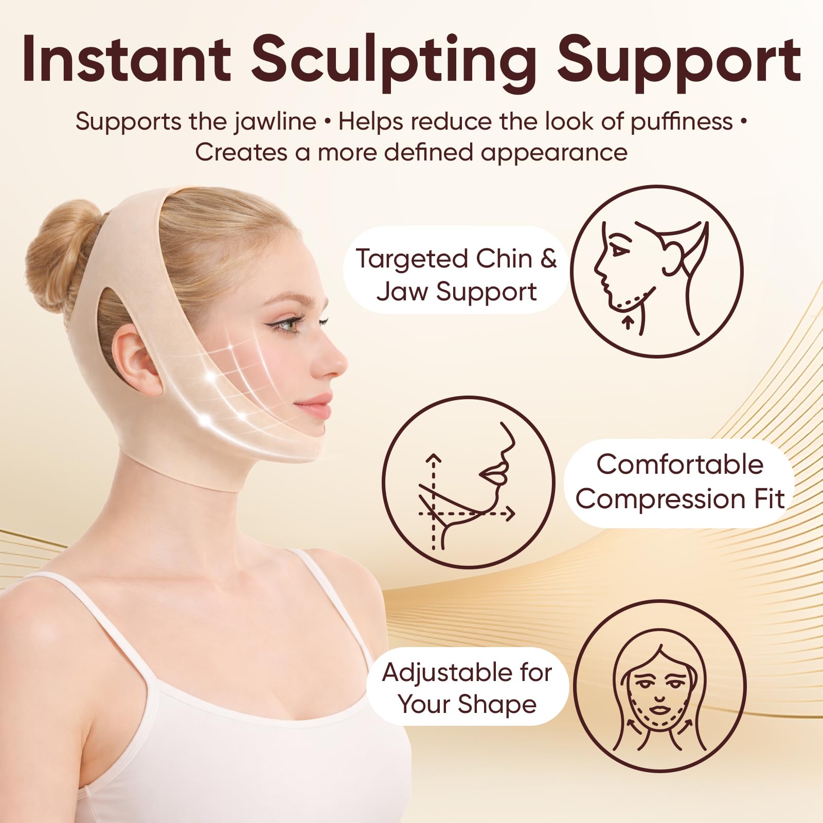 SKULT Collagen Face Sculpt Wrap has adjustable design for comfortable fit.