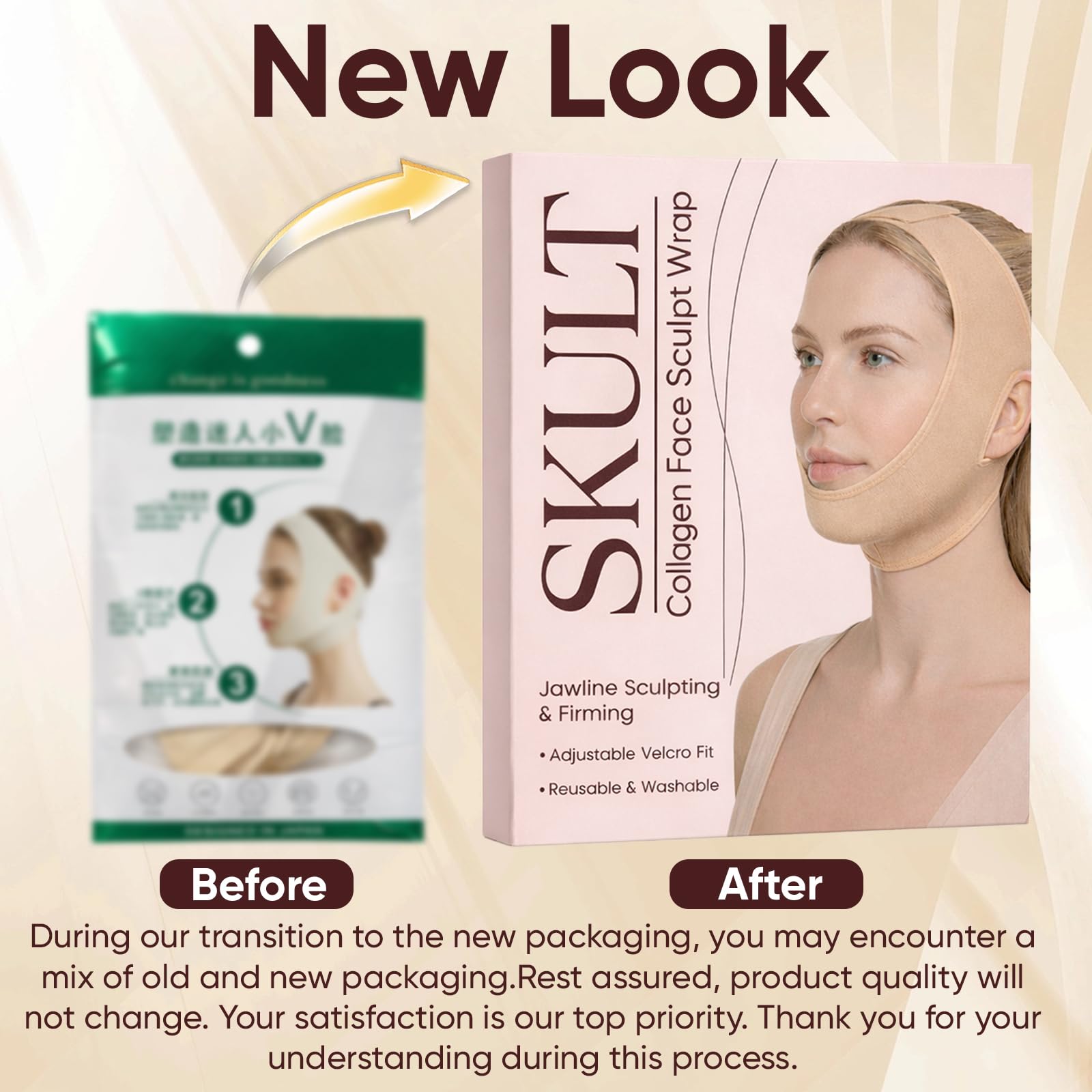 SKULT Collagen Face Sculpt Wrap uses breathable fabric for overnight comfort.