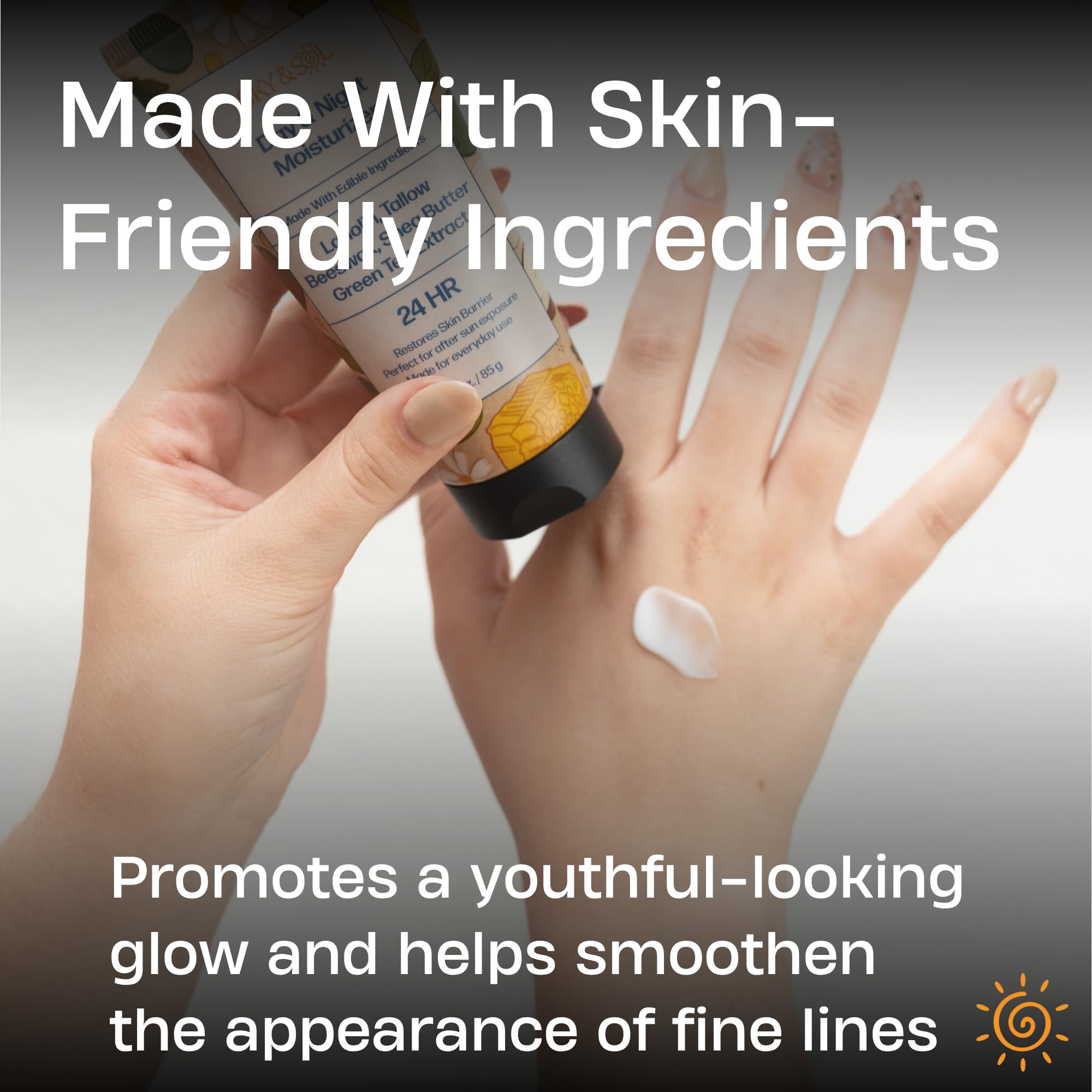 Sky and Sol Everything Cream applied to the body for soft skin.
