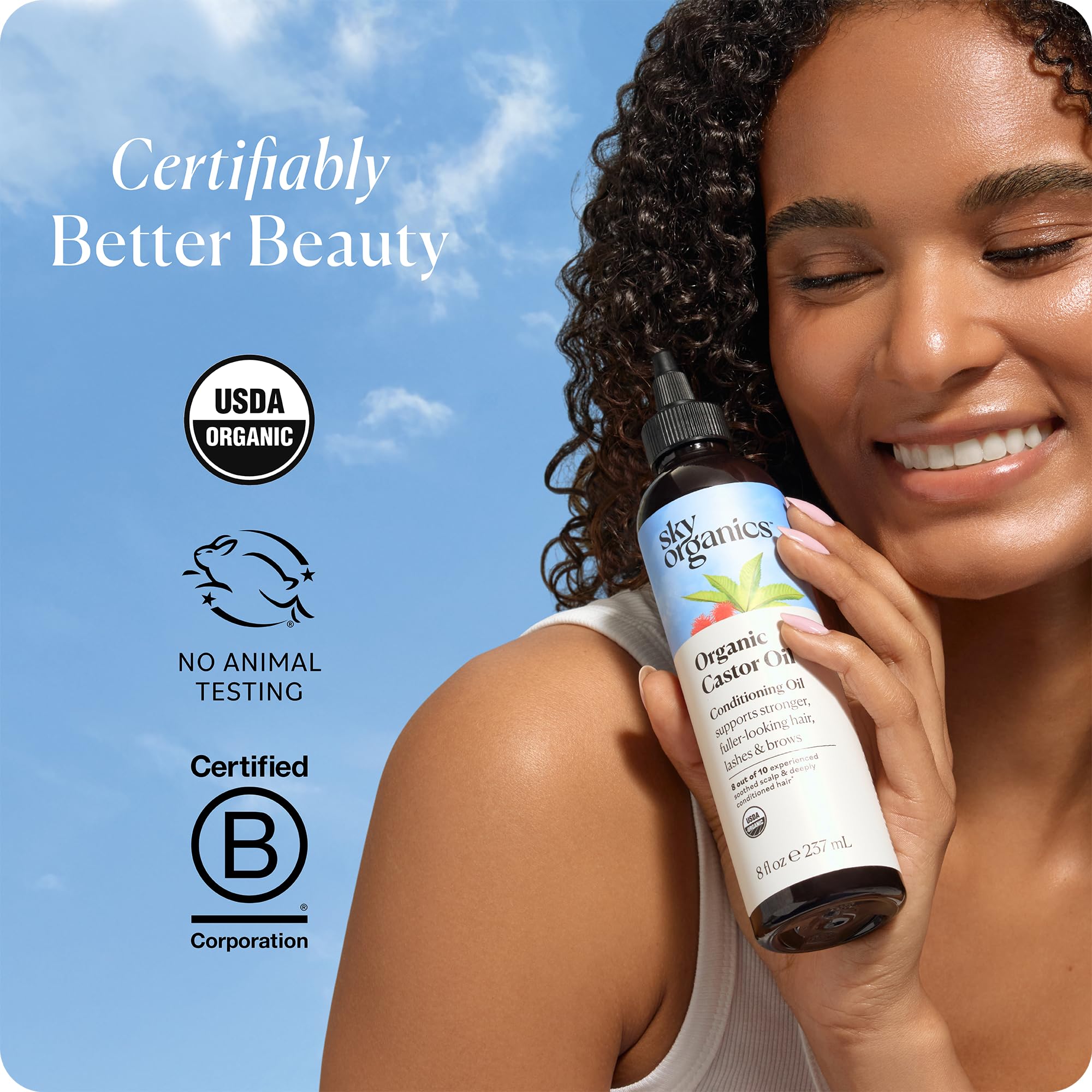 Sky Organics Aceite de ricino, cuidado de cejas y pestañas para definición.