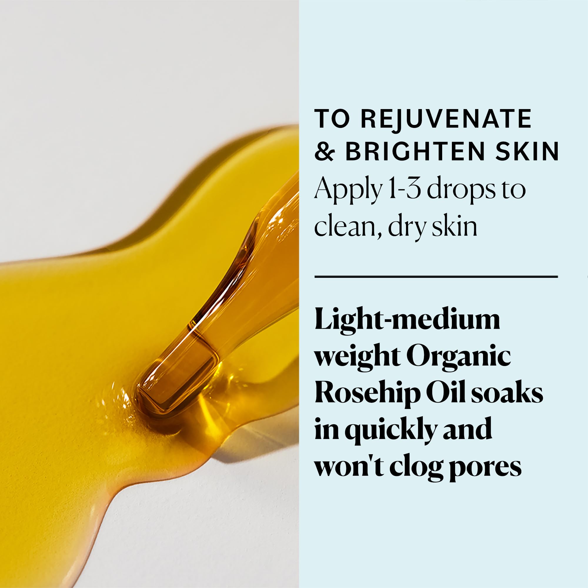 Sky Organics Aceite rosa mosqueta, textura ligera que no obstruye los poros.