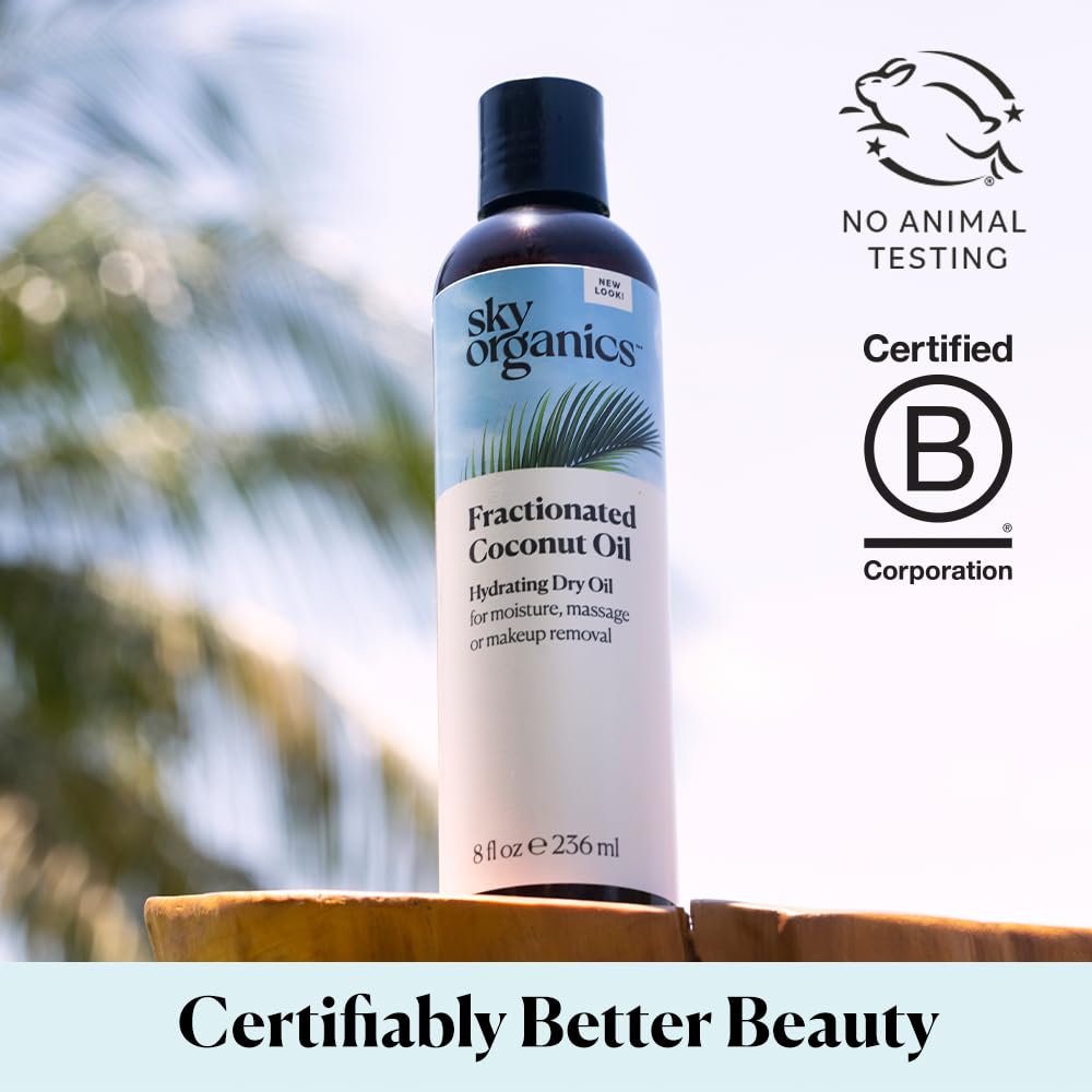 Sky Organics Aceite Seco Fraccionado de Coco aplicado en rostro, absorción rápida