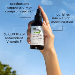 Sky Organics Aceite Vitamina E, aplicación suave en la piel para uso diario.