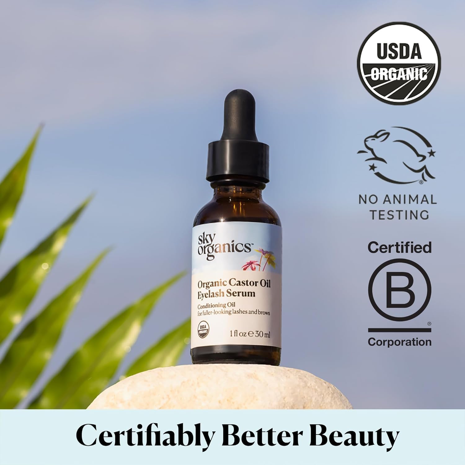 Sky Organics aplicación nocturna en cejas y pestañas para resultados suaves
