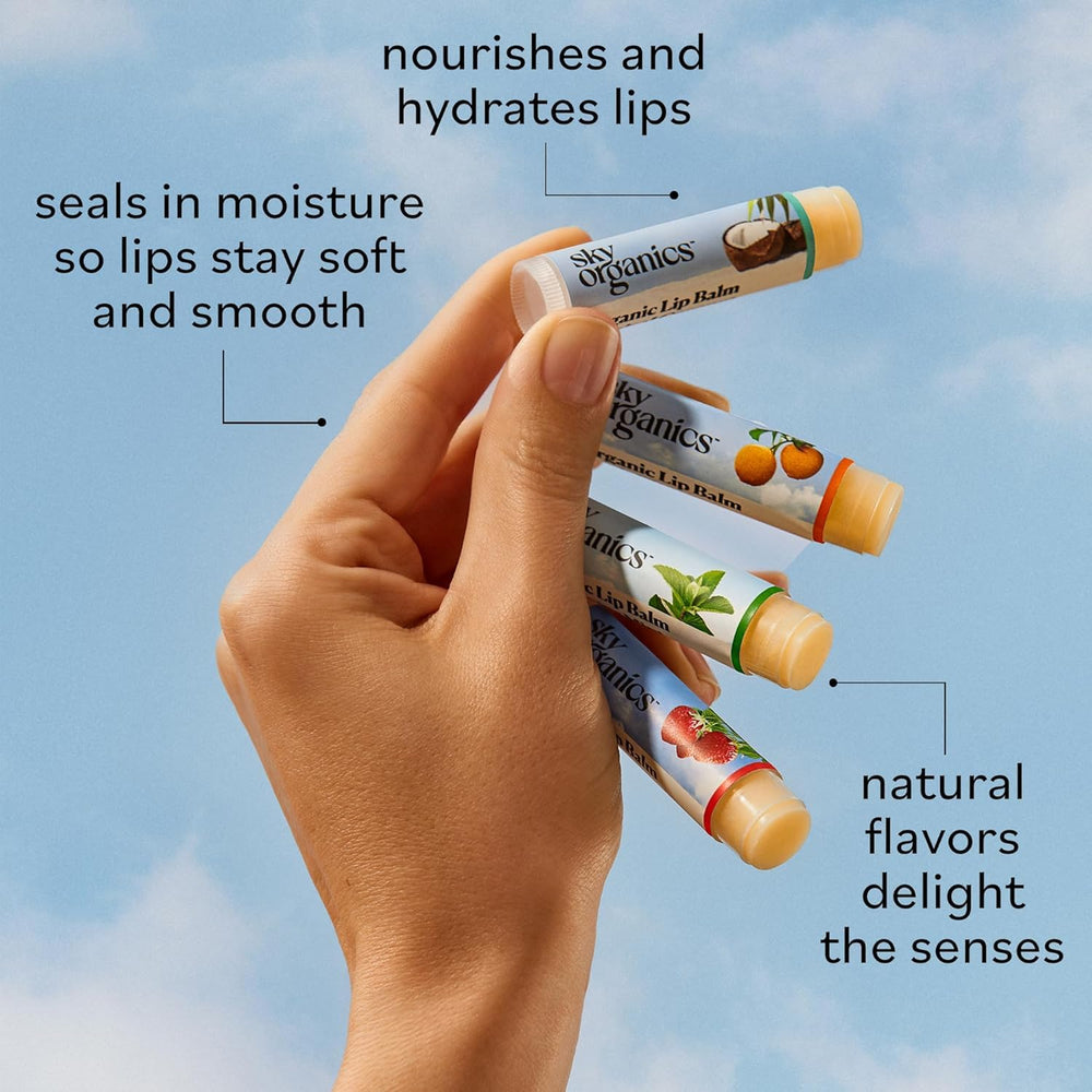 Bálsamo labial Coco Tropical de Sky Organics en tubo para hidratación