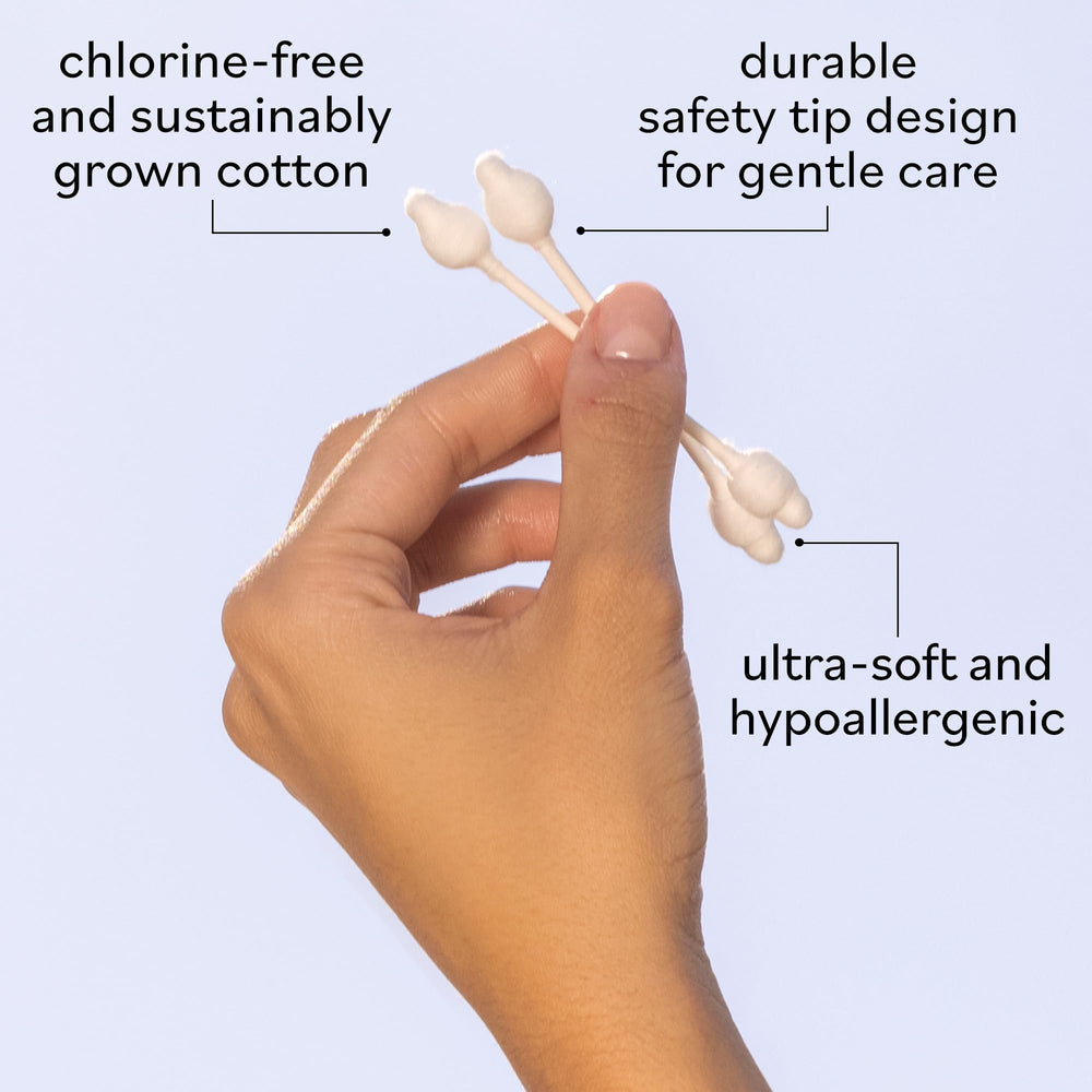 Sky Organics chlorine-free organic cotton swabs for outer-ear cleaning.