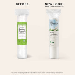 Sky Organics cotton rounds toner application, ideal for even, smooth skincare.