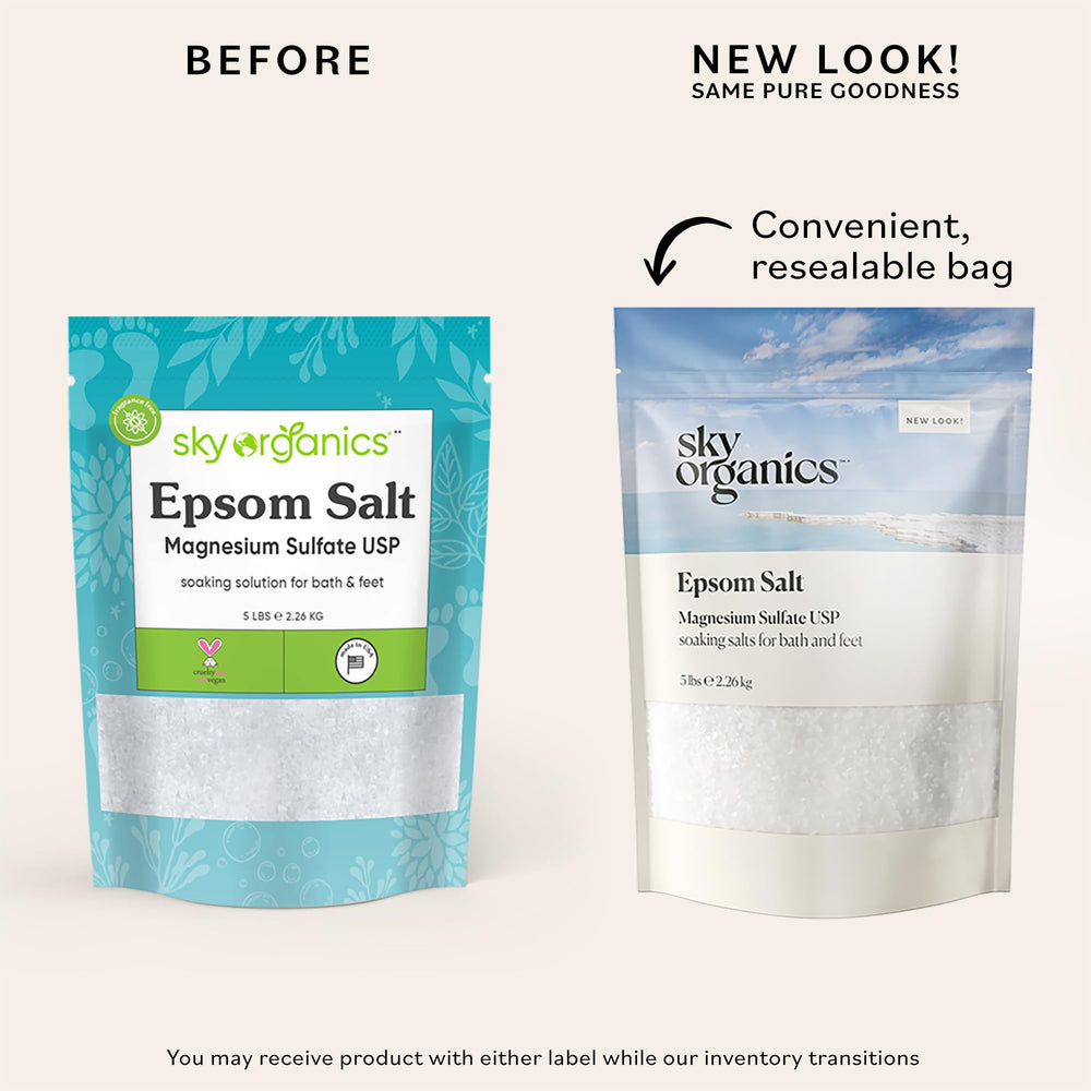 Sky Organics unscented Epsom Salt for a fragrance-free, calming soak.