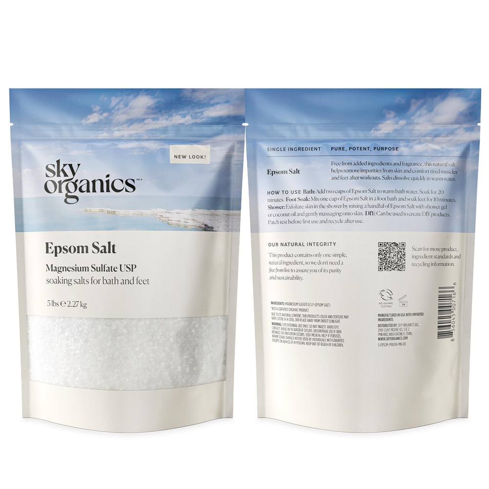 Sky Organics Epsom Salt is vegan and cruelty-free for clean self-care.